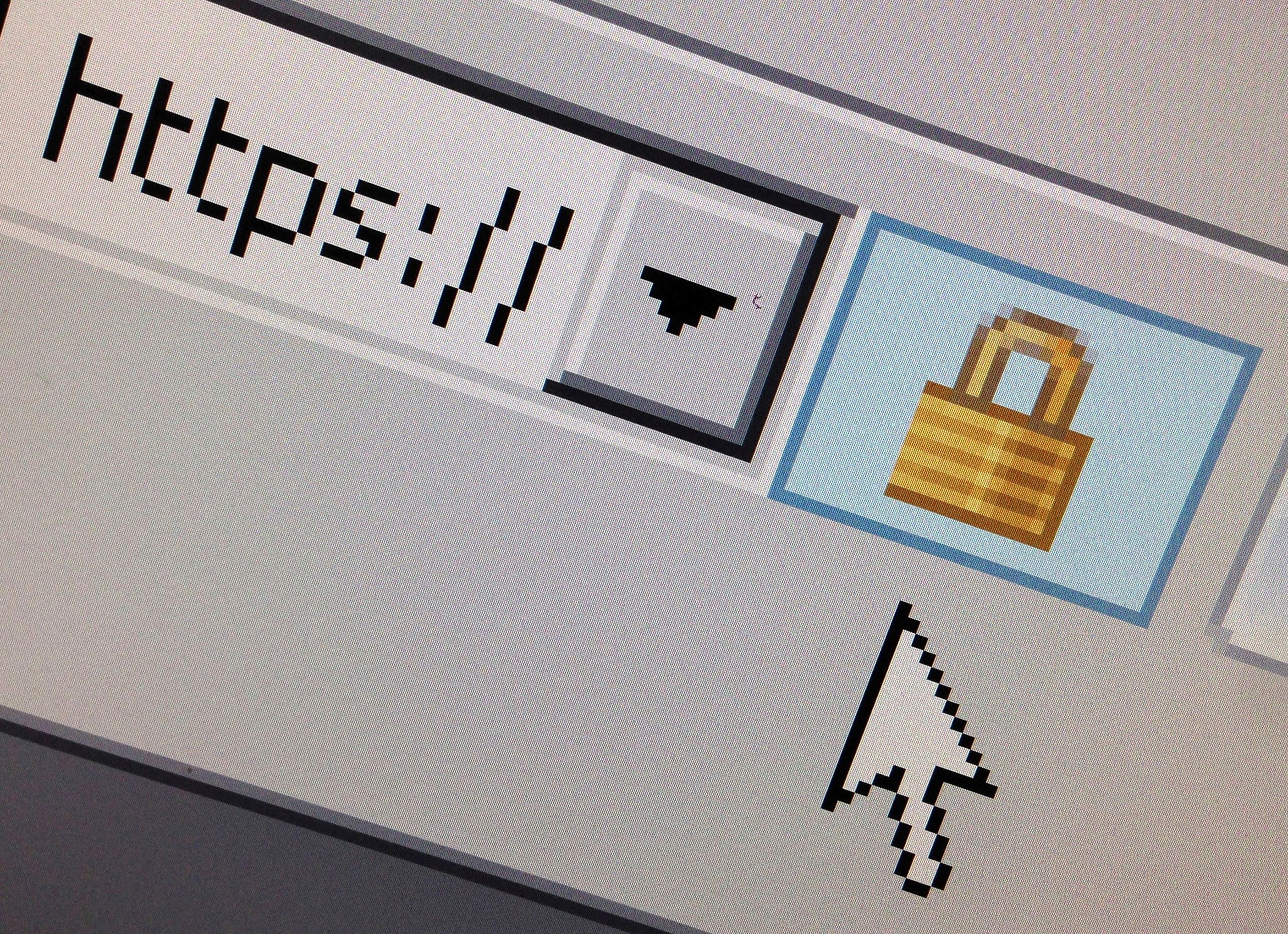 A lock icon, signifying an encrypted Internet connection, is seen on an Internet Explorer browser in Paris, France