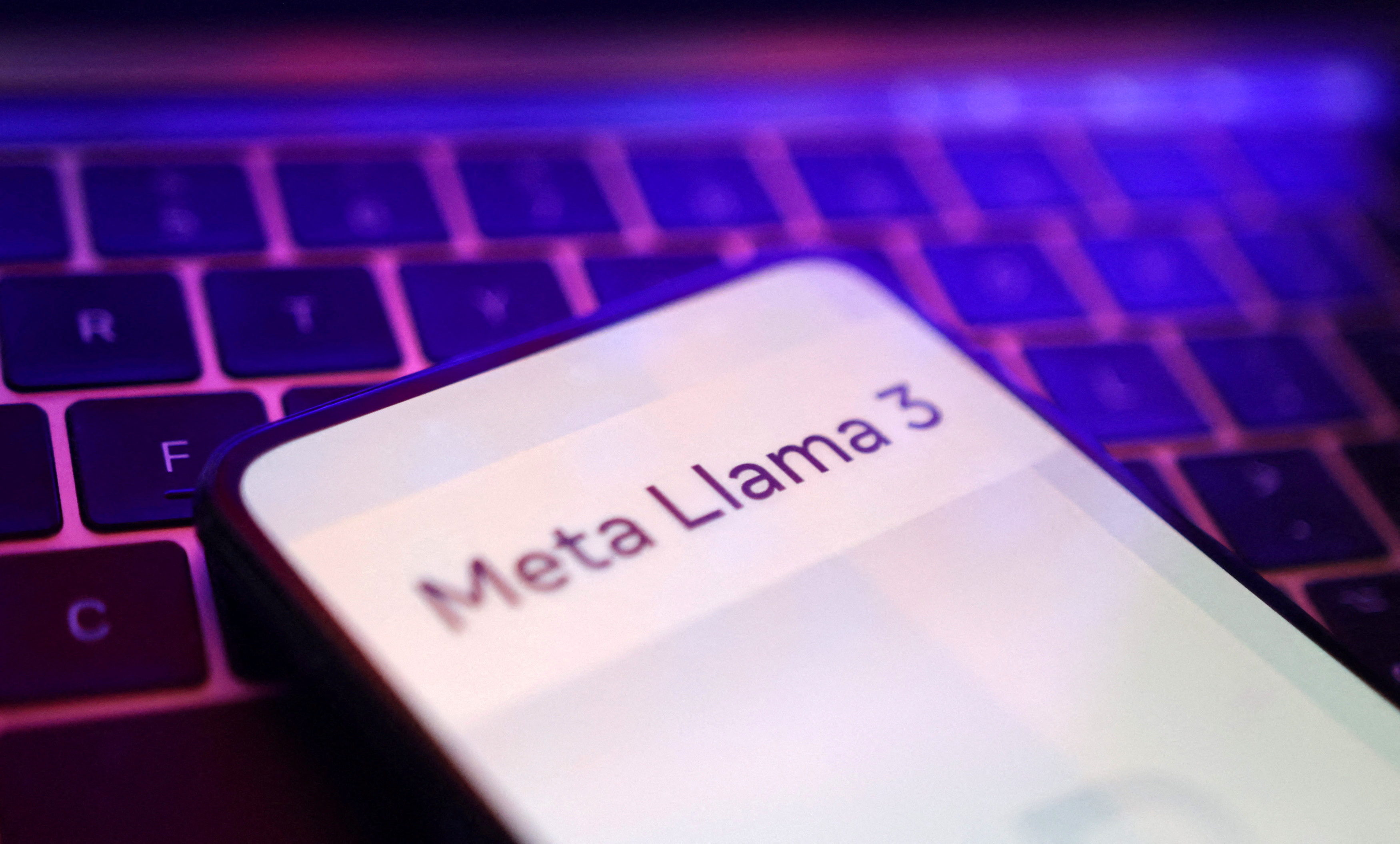 Illustration shows Meta LIama 3 logo