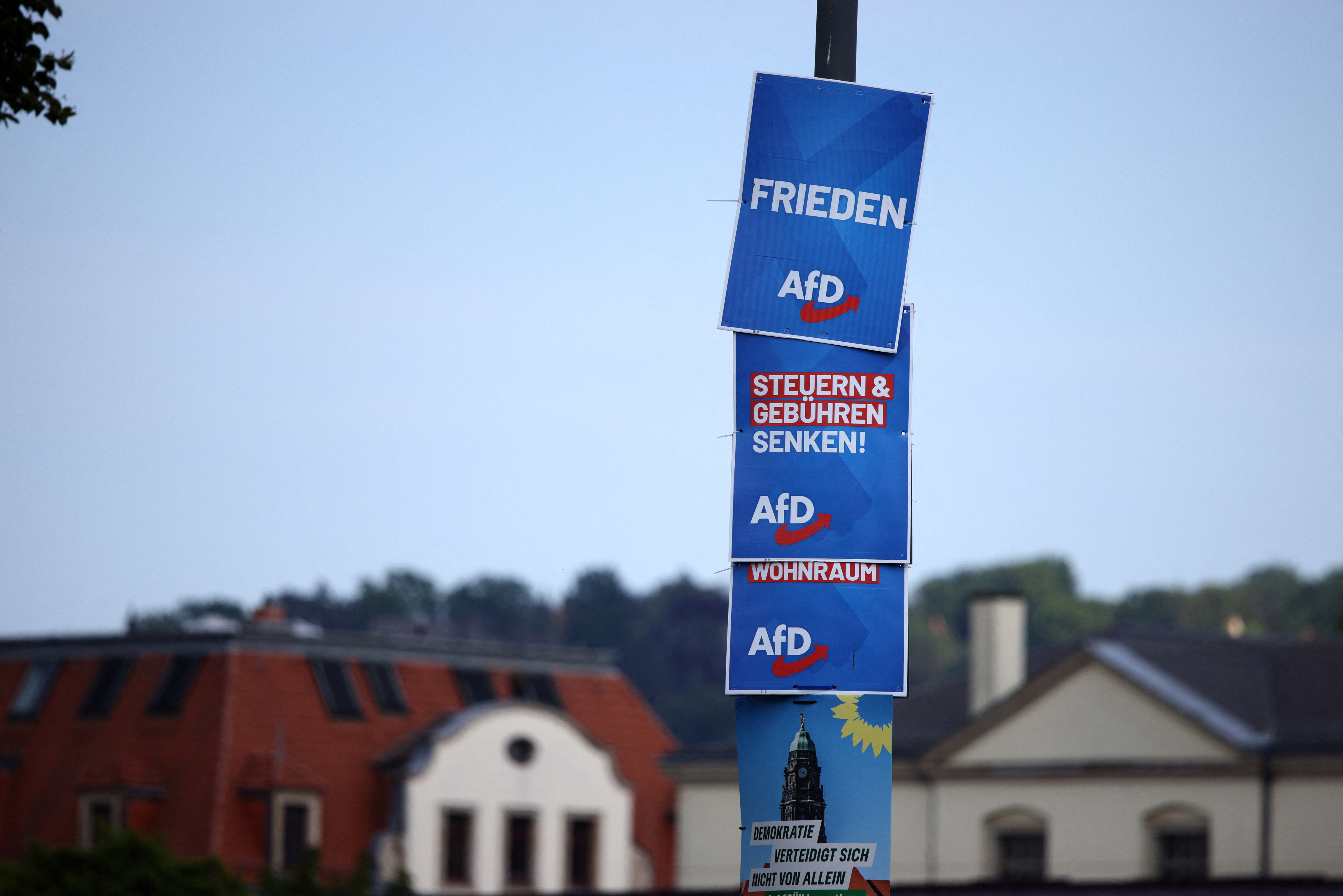 Election campaign poster for EU and municipal elections in Dresden
