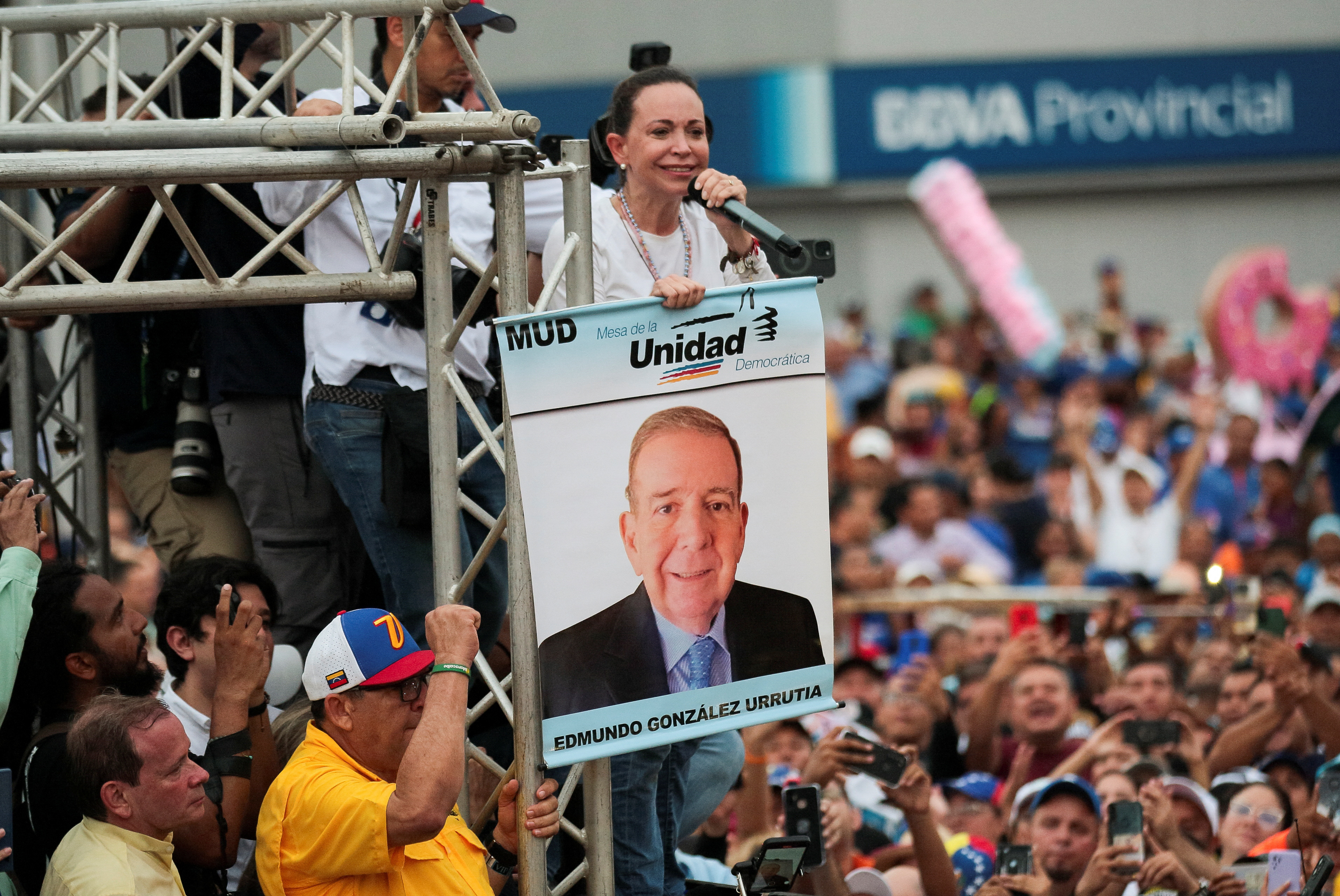Venezuelan opposition leader Machado campaigns for opposition candidate Gonzalez, in Maracaibo