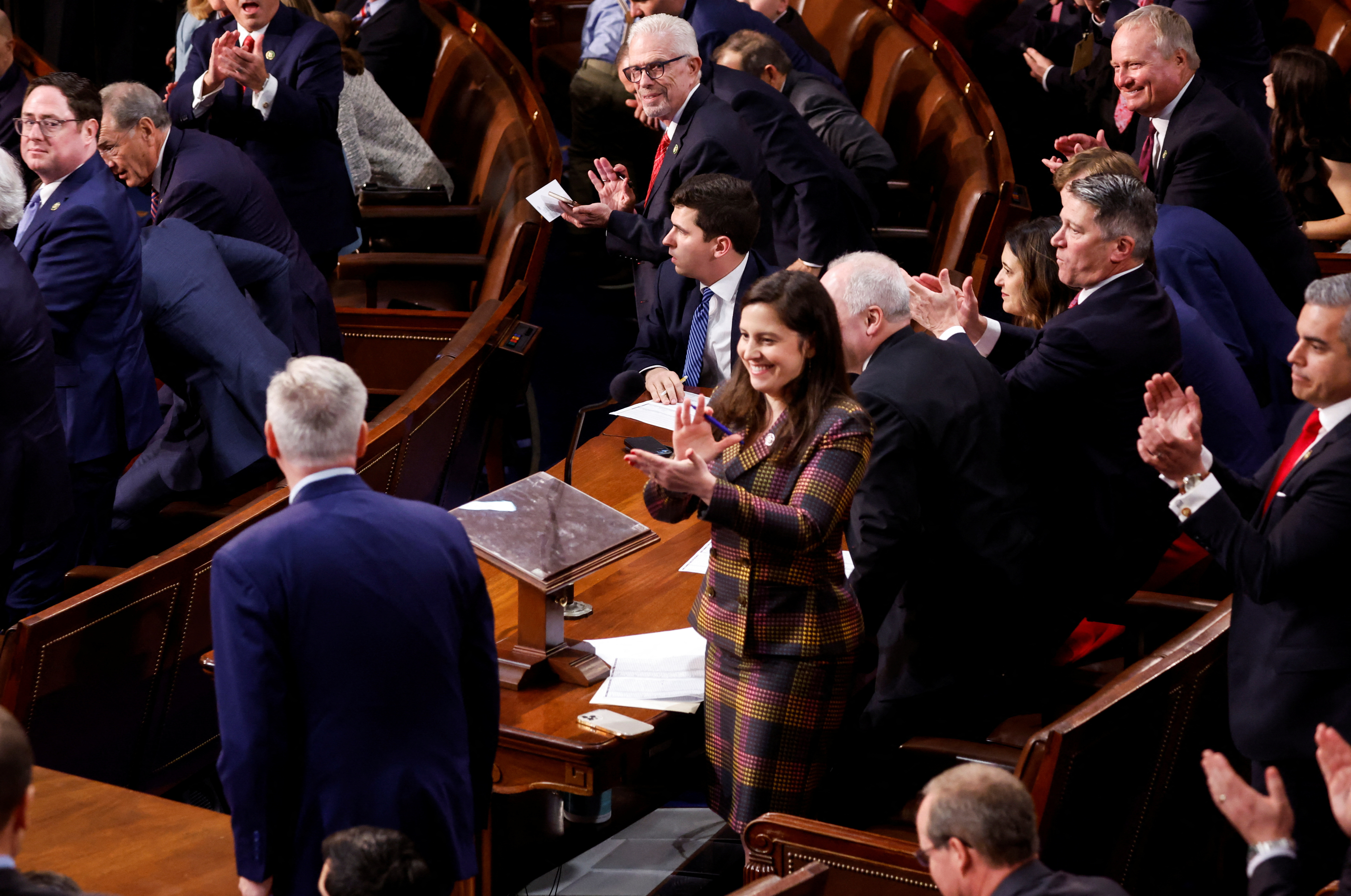 U.S. representatives gather to vote for their new Speaker of the House on the first day of the new Congress at the U.S. Capitol in Washington