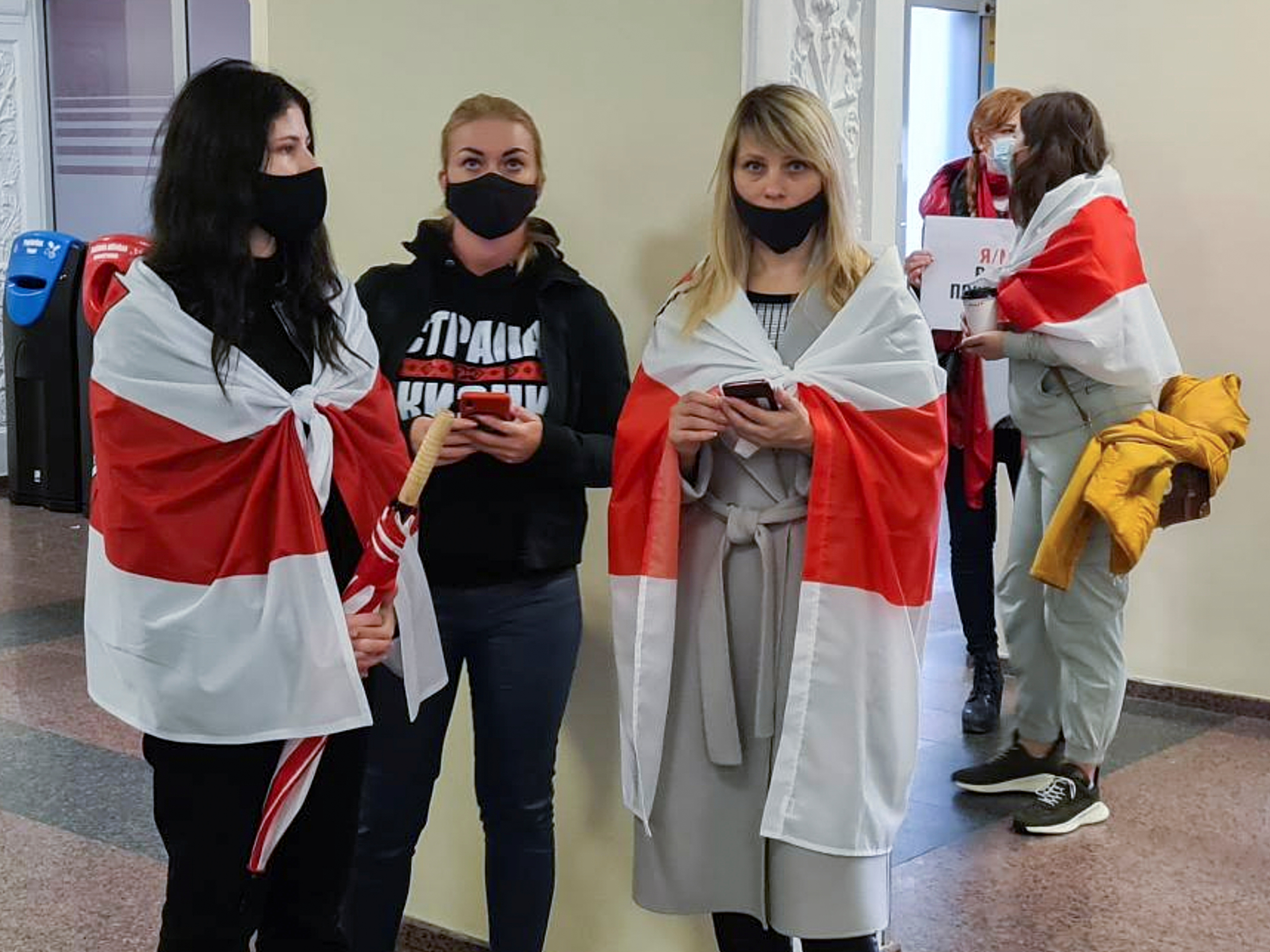 Supporters of Belarusian opposition blogger and activist Protasevich wait at Vilnius Airport in Vilnius