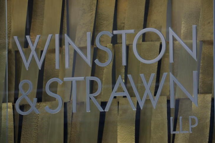Signage is seen outside of the legal offices of the Winston & Strawn law firm in Washington, D.C.