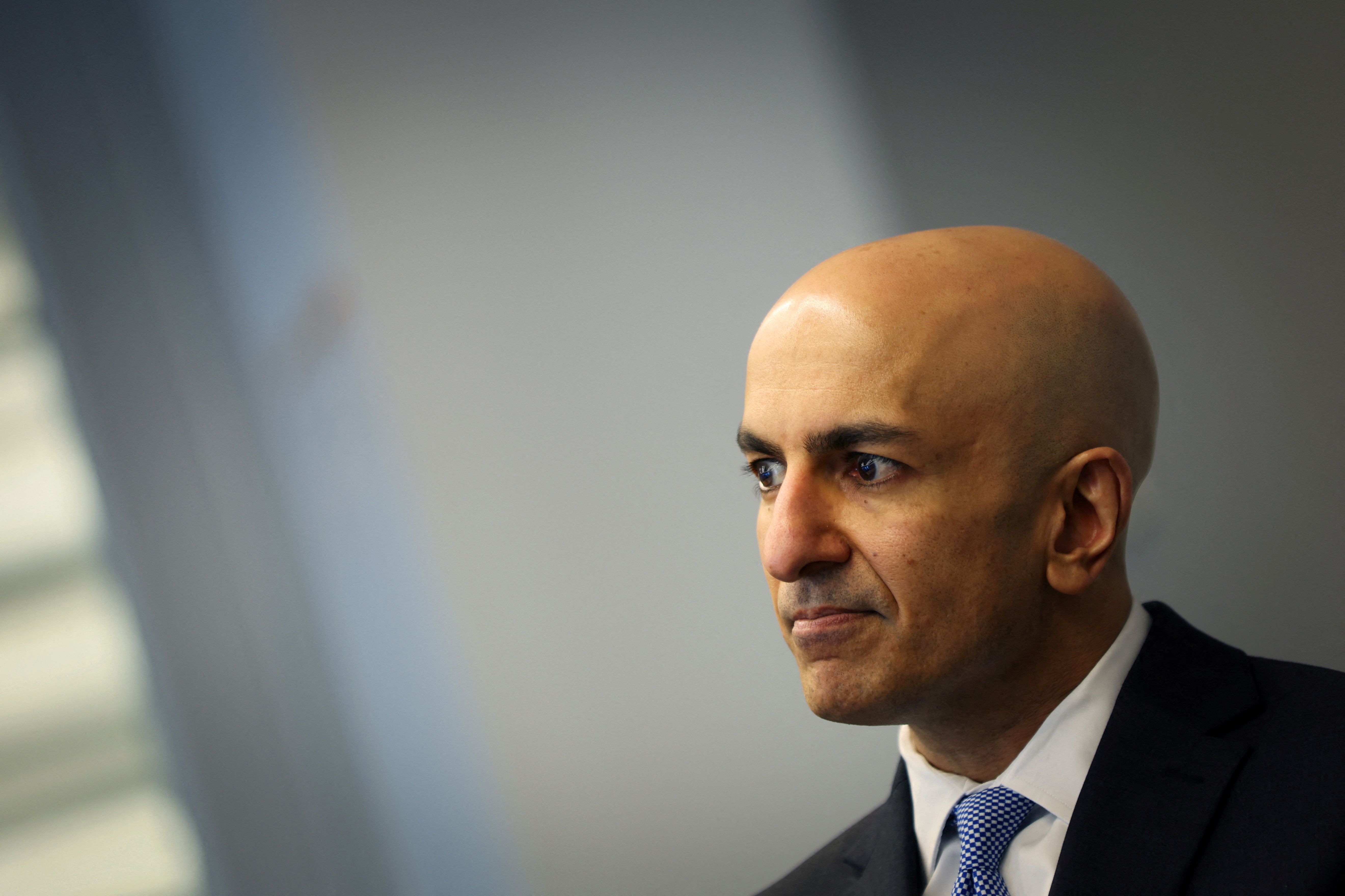 Minneapolis Fed President Neel Kashkari speaks during an interview with Reuters in New York