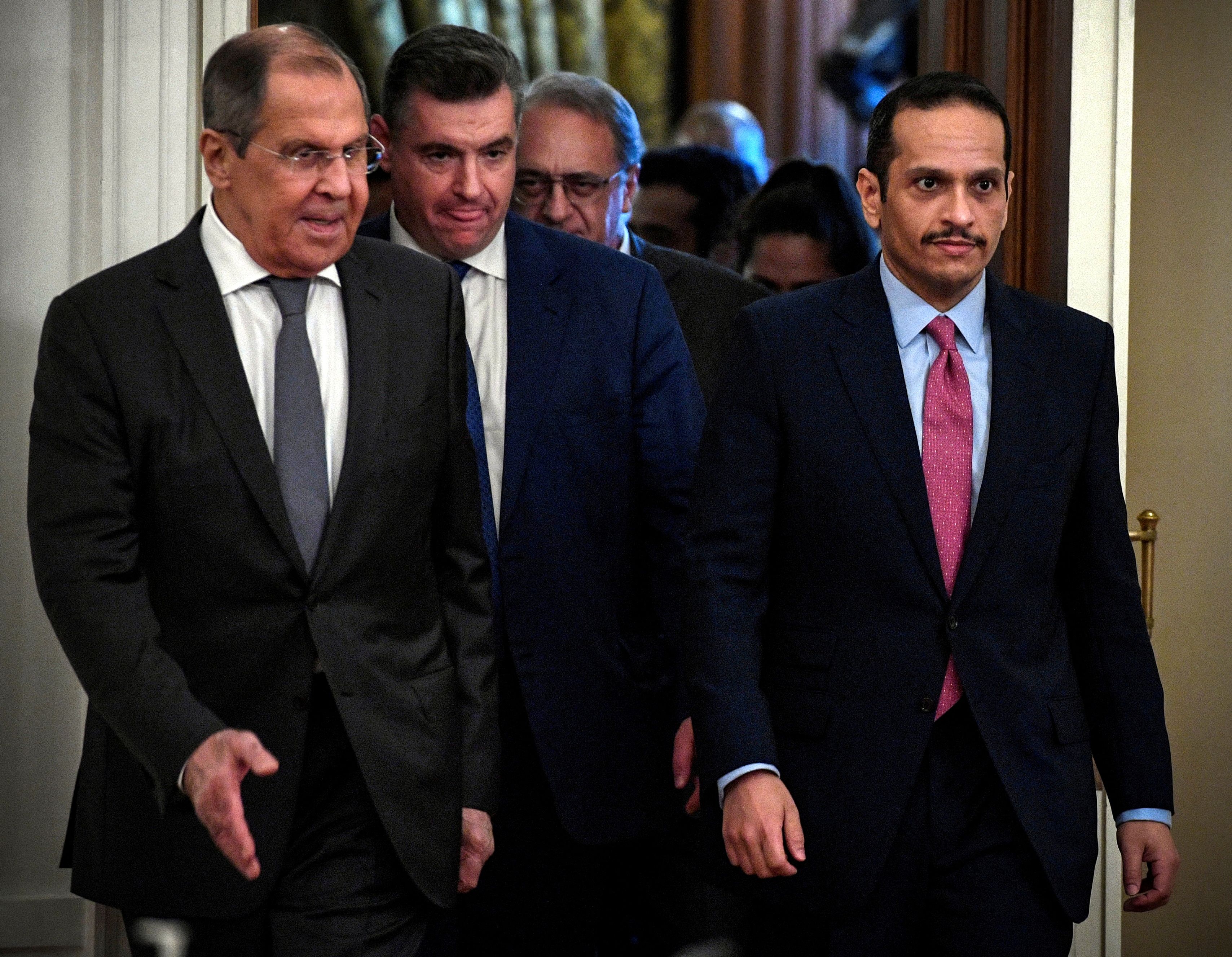 Russian FM Sergei Lavrov holds talks with Qatari FM Sheikh Mohammed bin Abdulrahman Al-Thani in Moscow