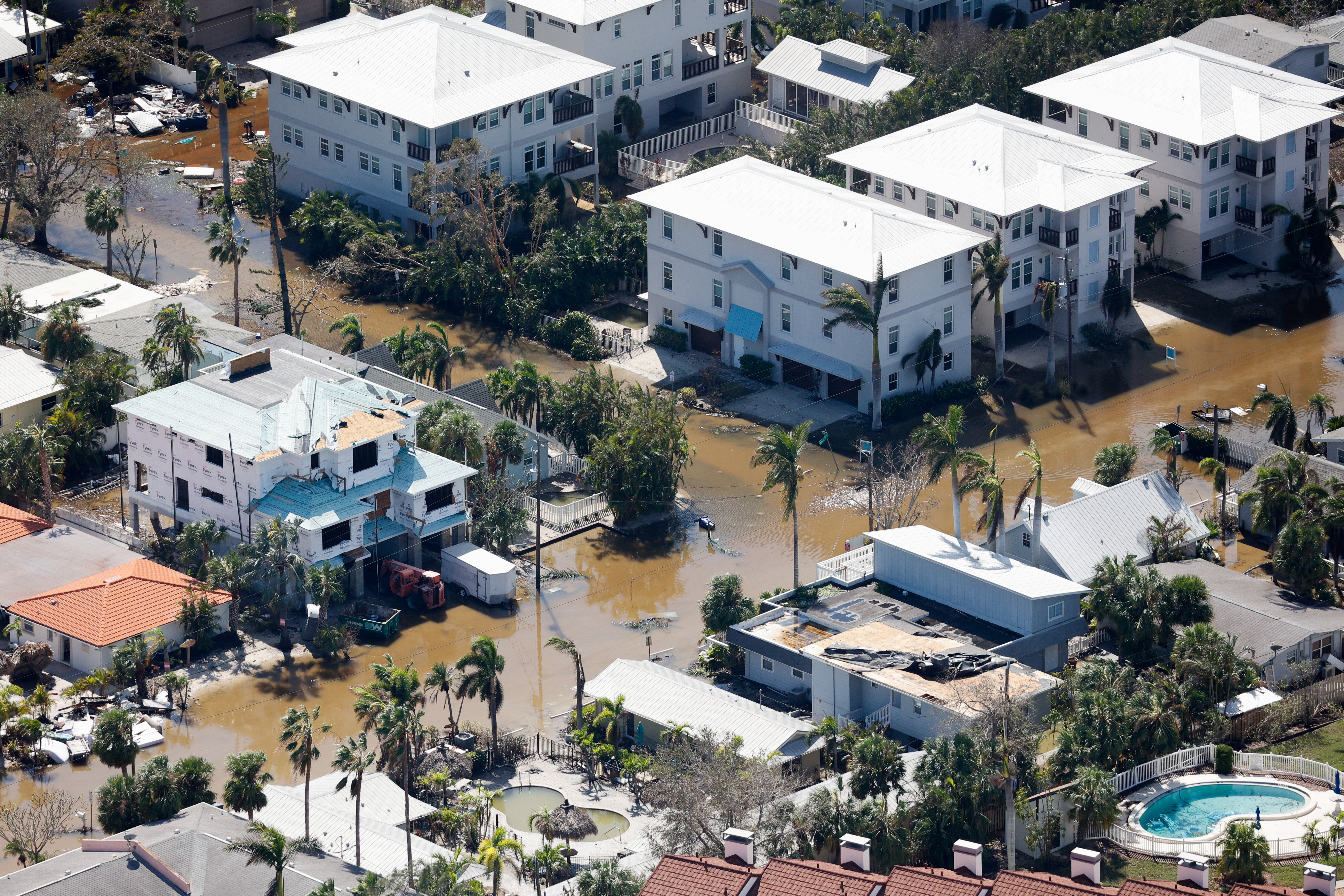 Aftermath of Hurricane Milton's landfall, in Siesta Key