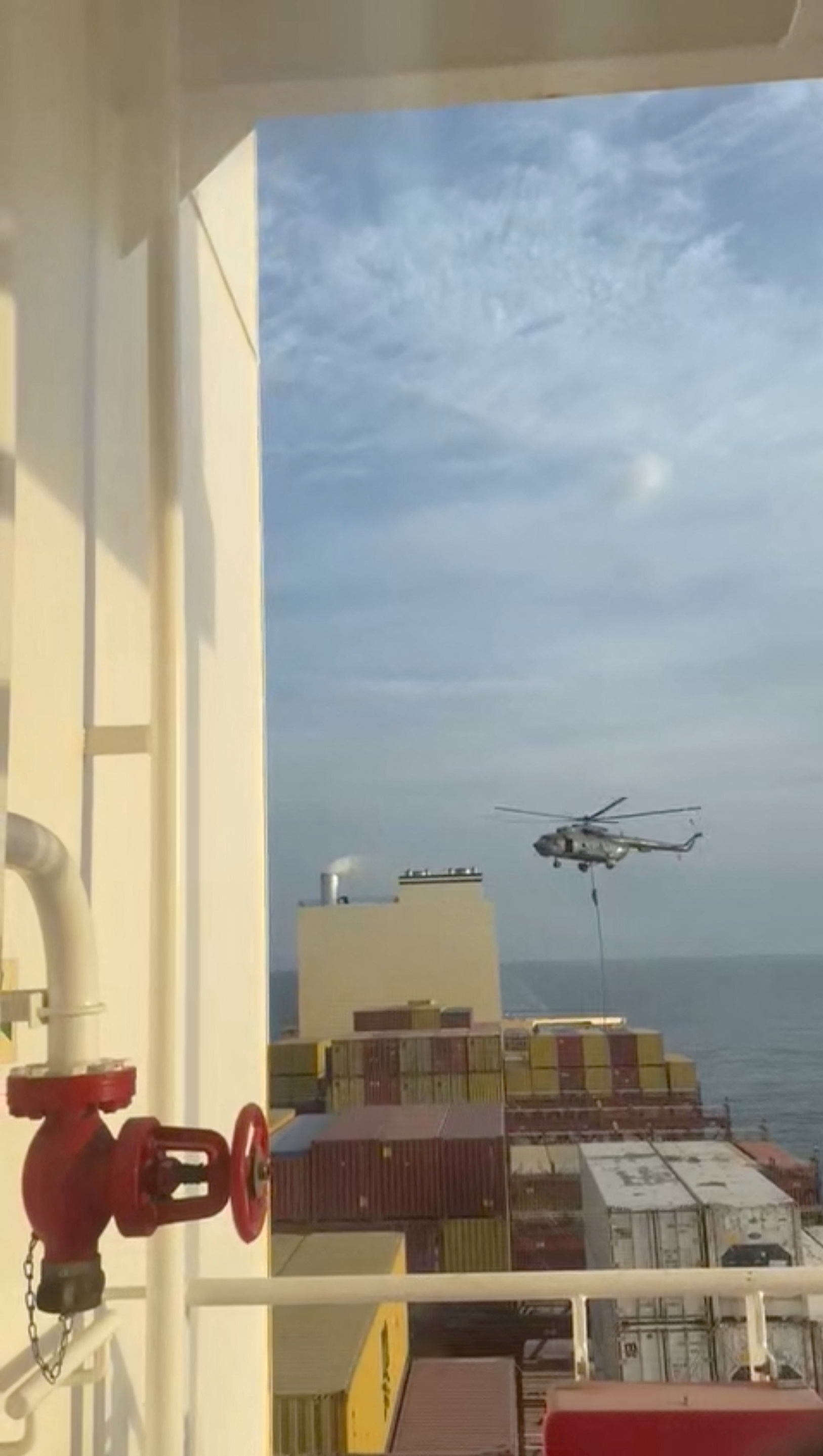 Helicopter raid on MSC Aries ship at sea