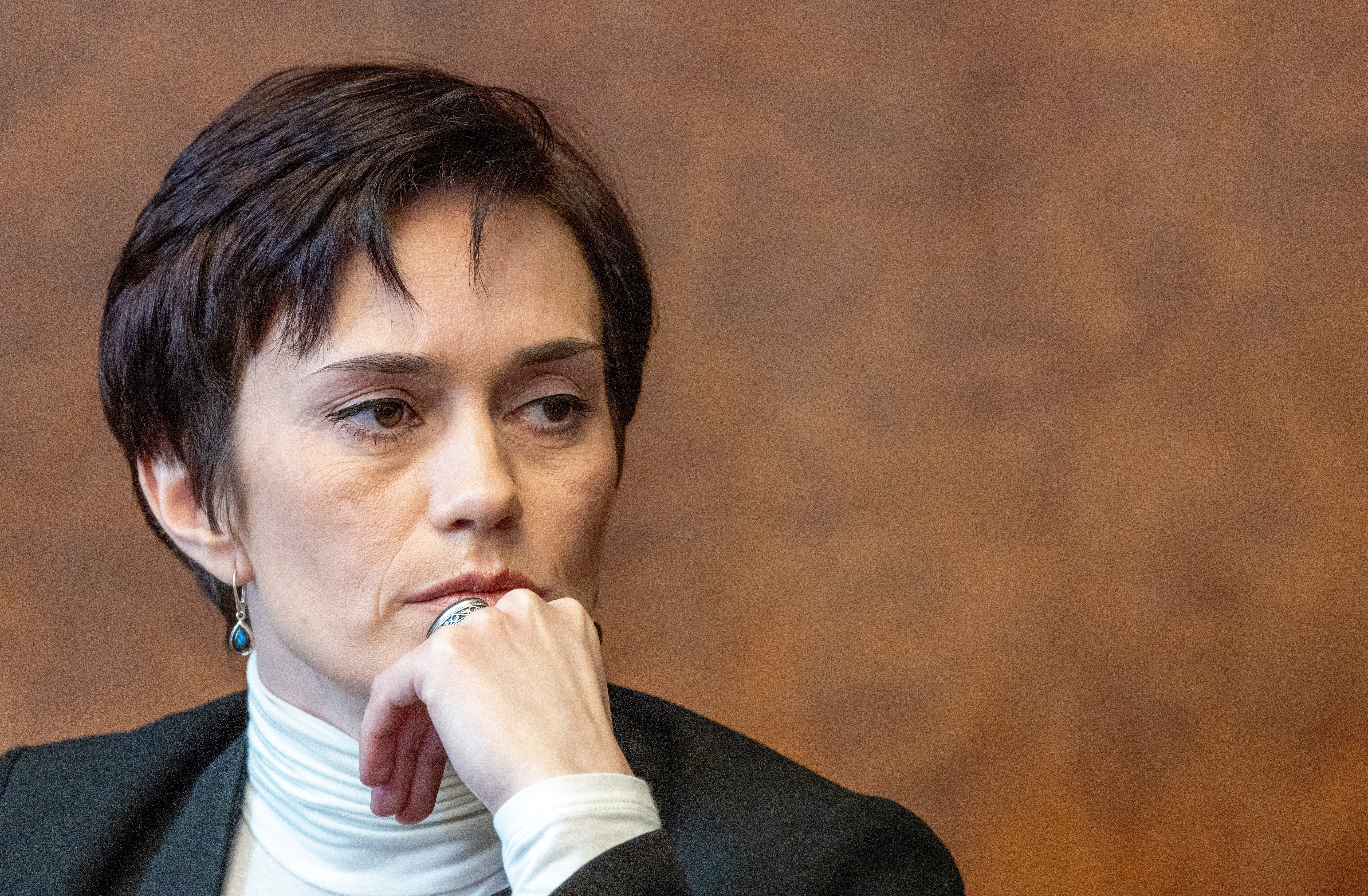 Human rights activist and wife of prisoner Vladimir Kara-Murza, Evgenia Kara-Murza attends an ACANU briefing in Geneva