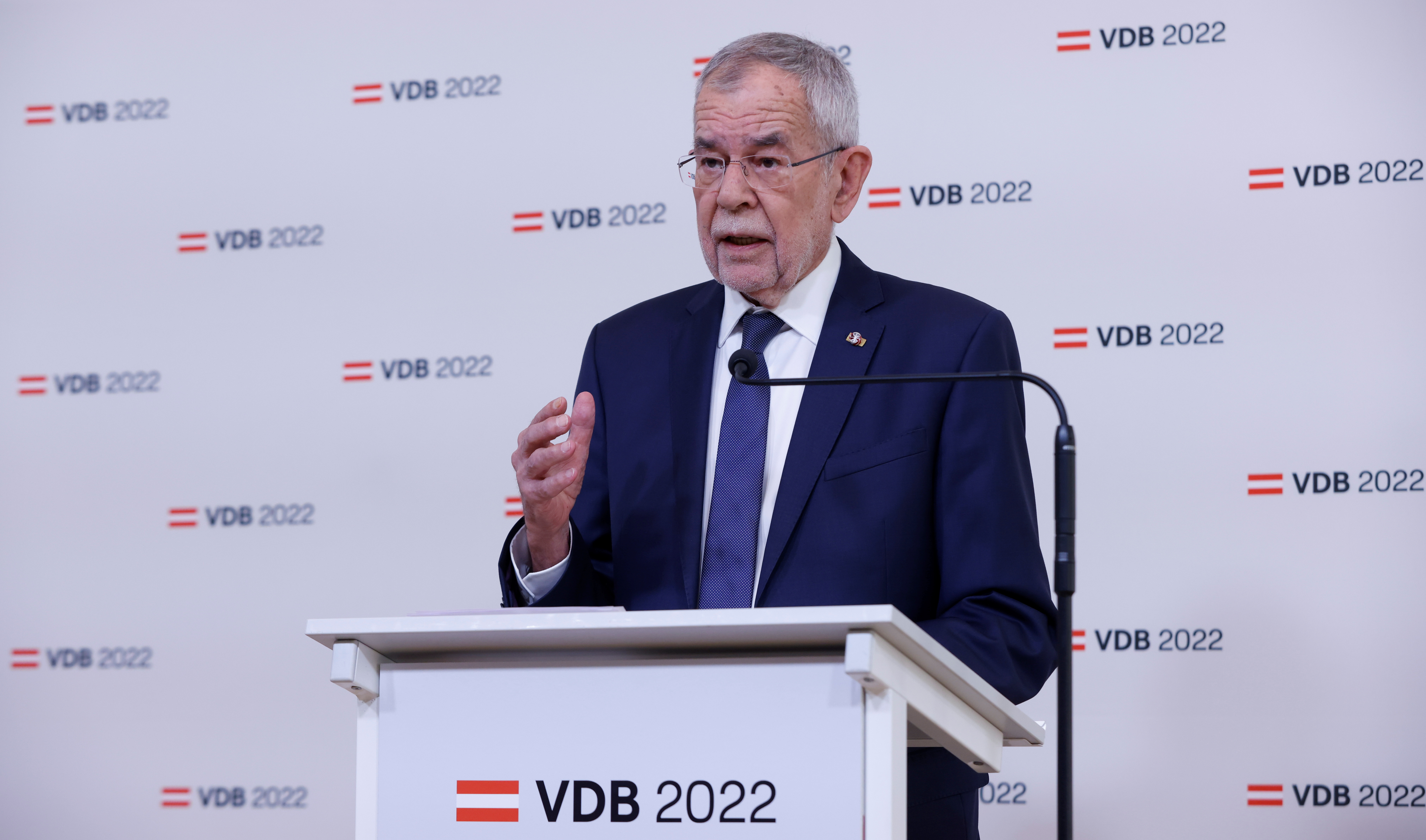 Austrian President Van der Bellen attends a news conference in Vienna