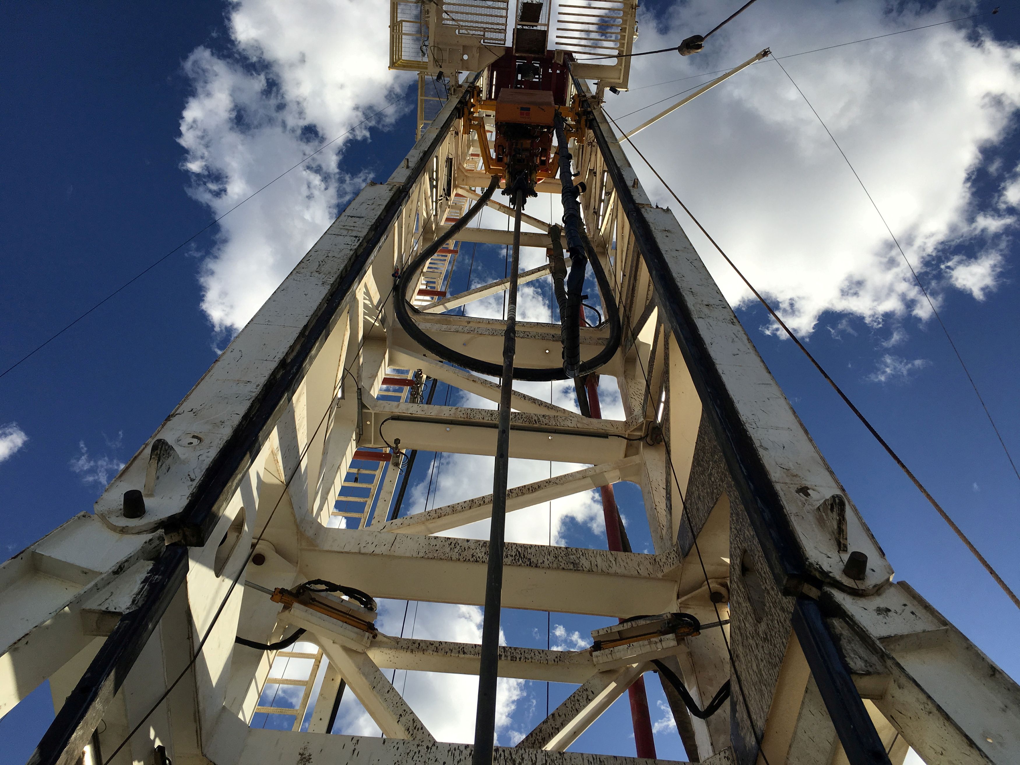 The Elevation Resources drilling rig is shown at the Permian Basin drilling site in Andrews County, Texas