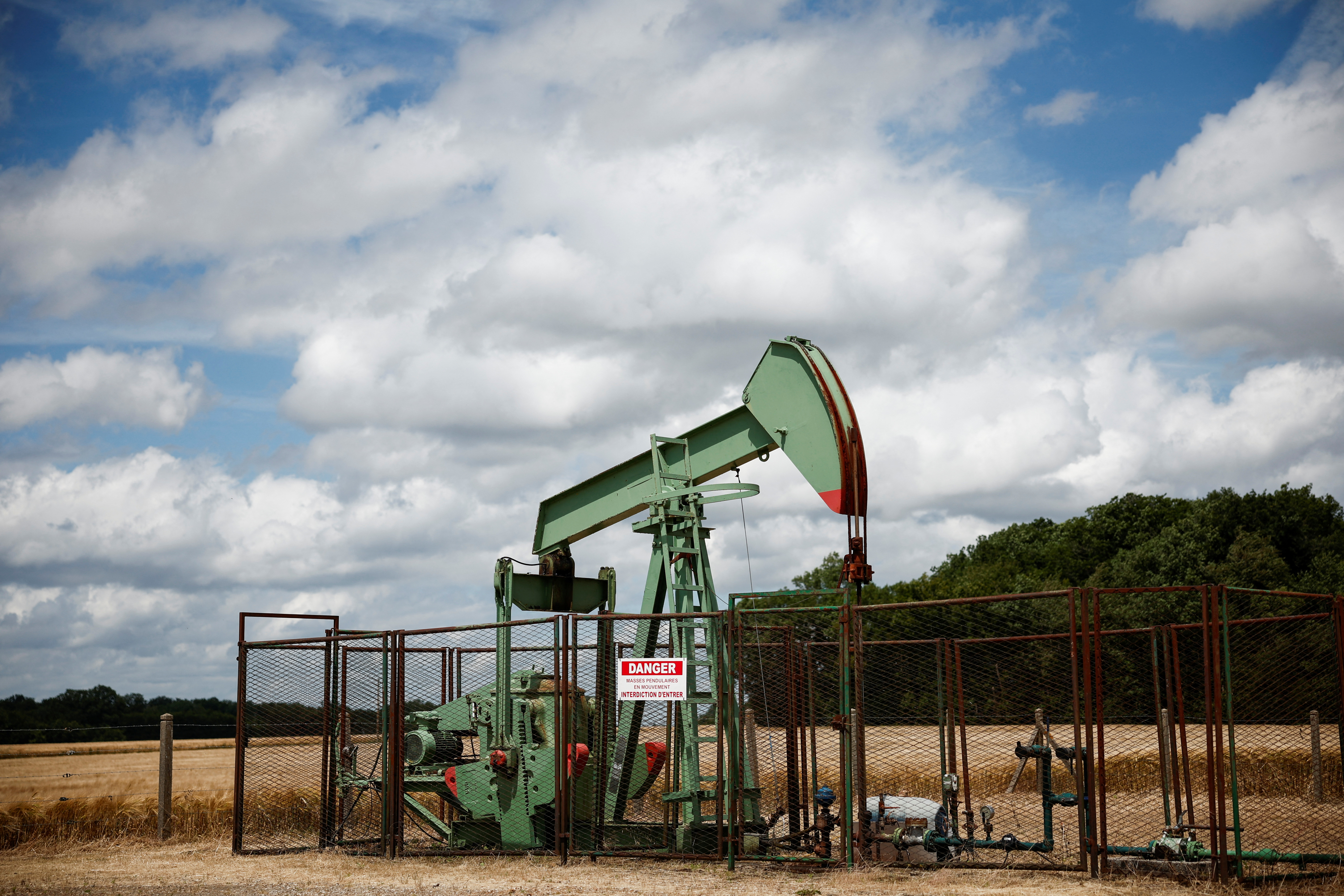 A pumpjack operates at the Vermilion Energy site in Trigueres