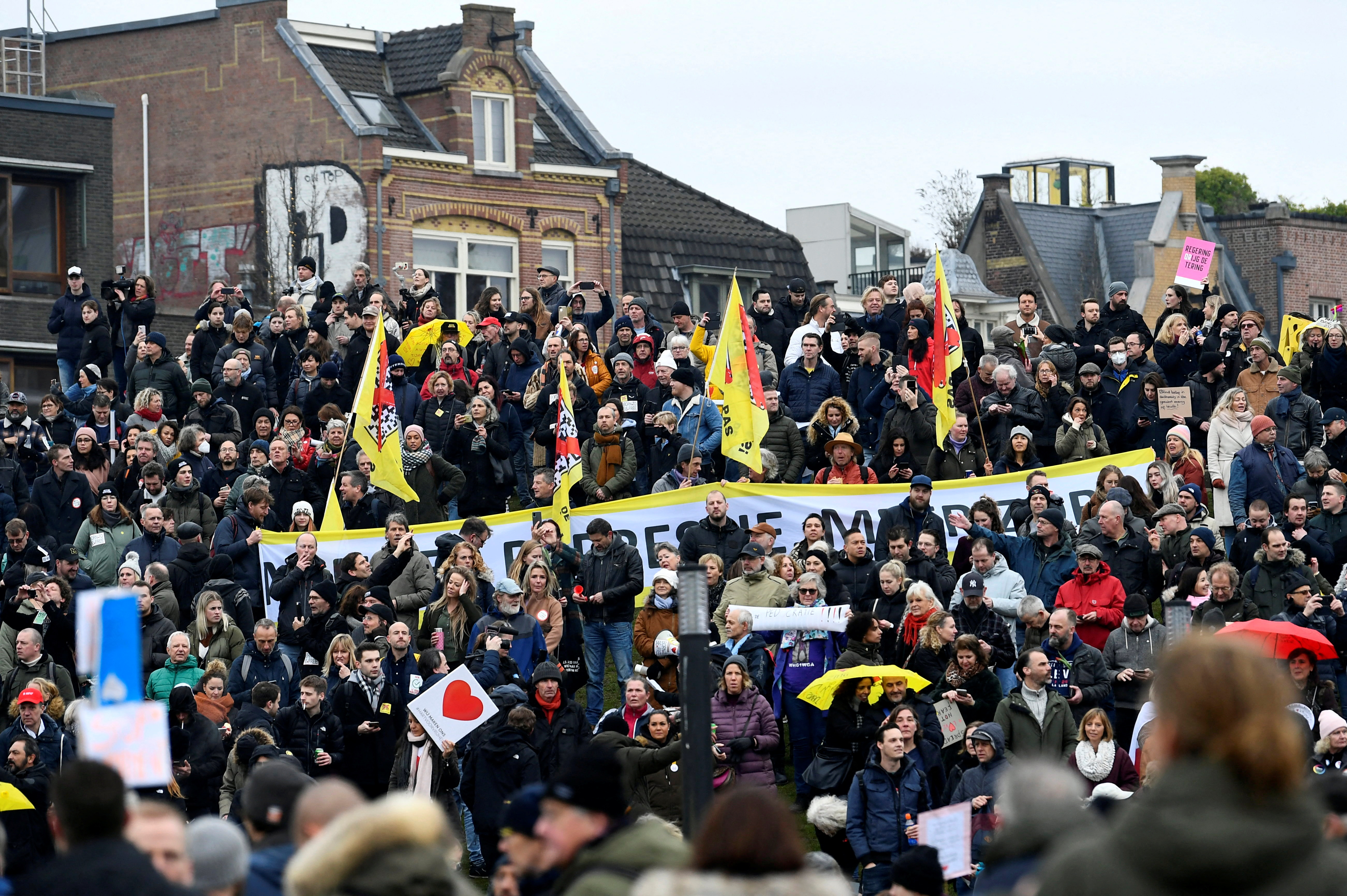 Demonstration against COVID-19 restrictions in Amsterdam