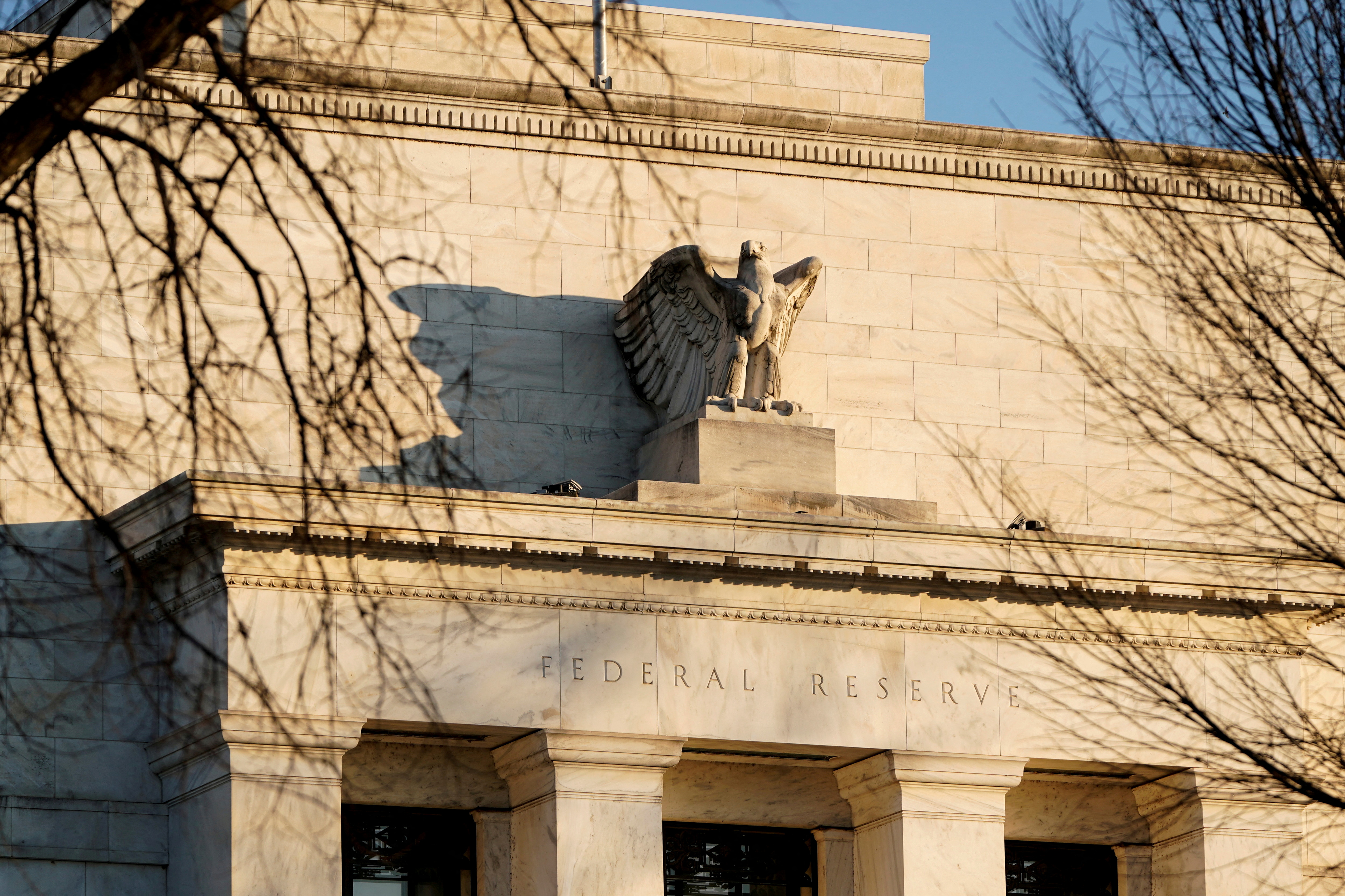 The Federal Reserve building is seen in Washington, DC