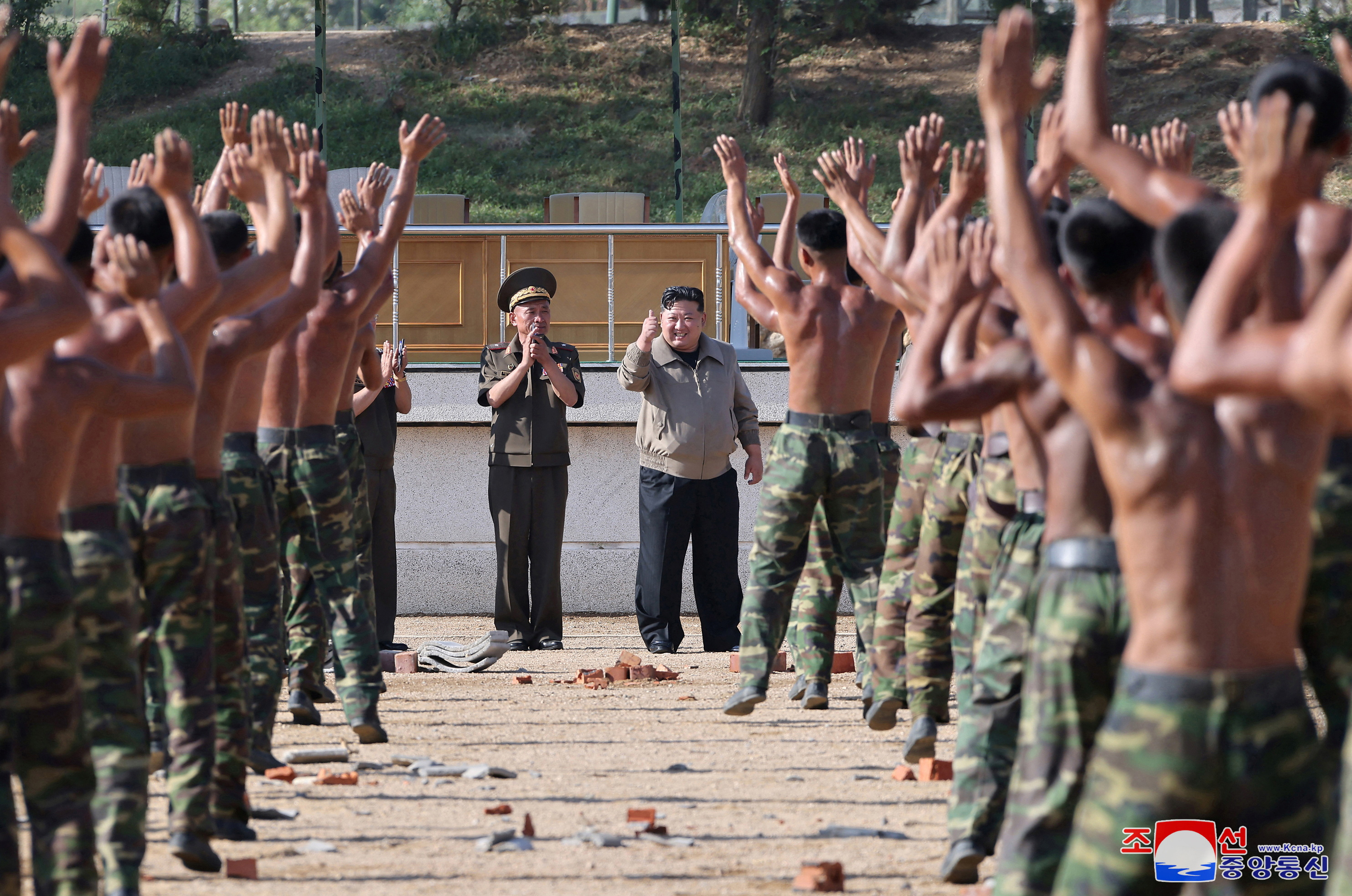 North Korean leader Kim Jong Un visits the training base of the special operations armed force of North Korea's army to guide a combatants drill