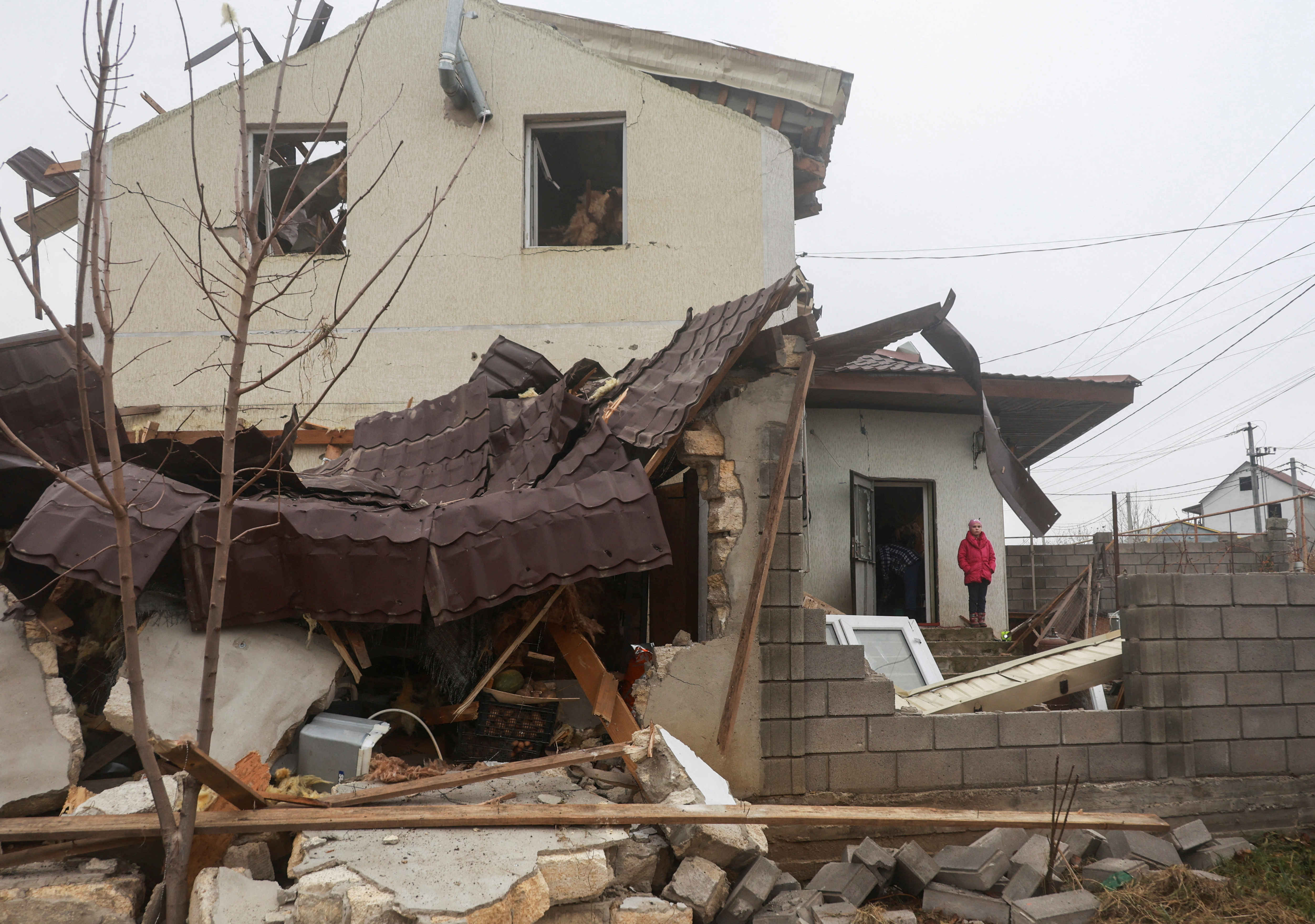 Aftermath of a Russian missile attack at outskirts of Odesa