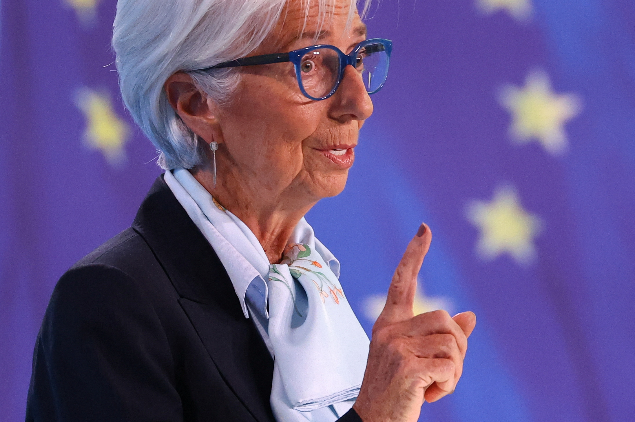 ECB president Lagarde speaks following the Governing Council's monetary policy meeting, in Frankfurt