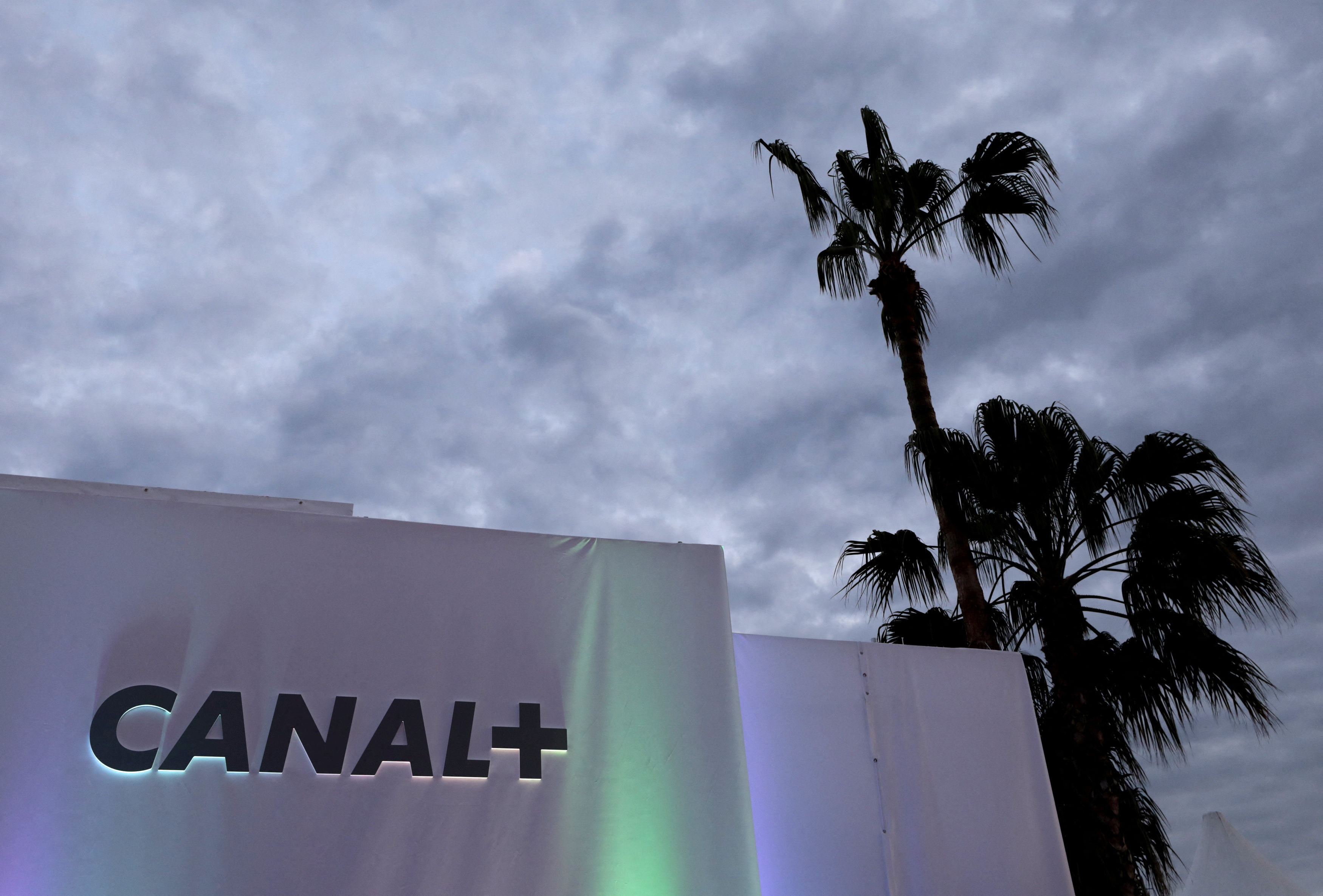 The logo of French television channel Canal+ is seen on the Croisette during Cannes Film Festival