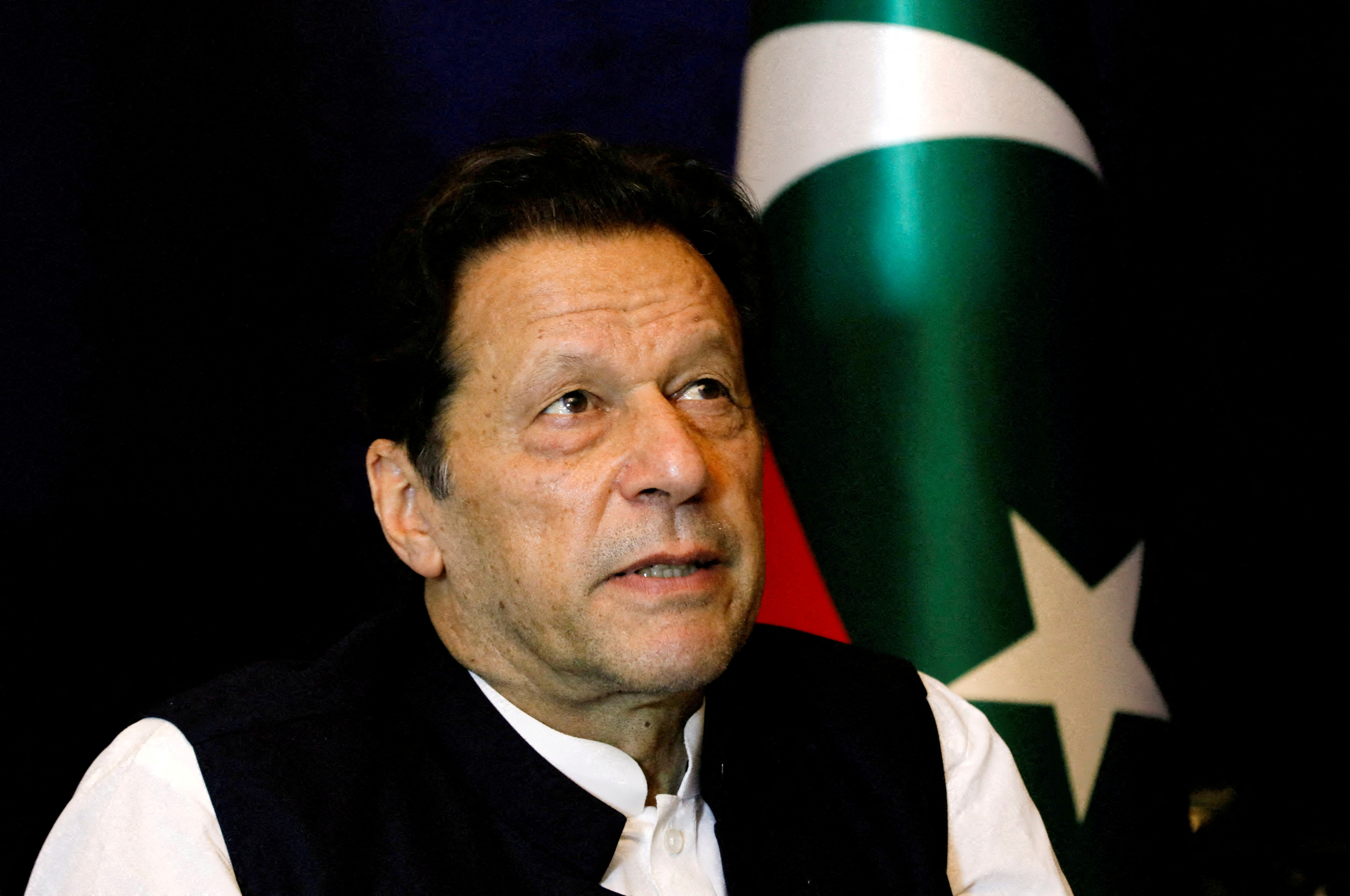 Former Pakistani PM Imran Khan speaks with Reuters during an intervew, in Lahore