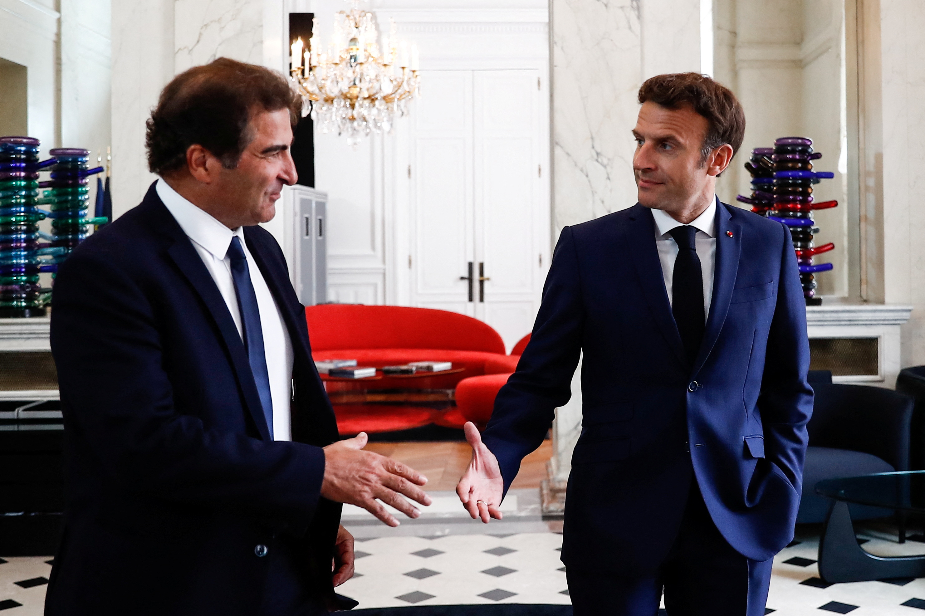 French President Macron meets head of the Les Republicains party Jacob