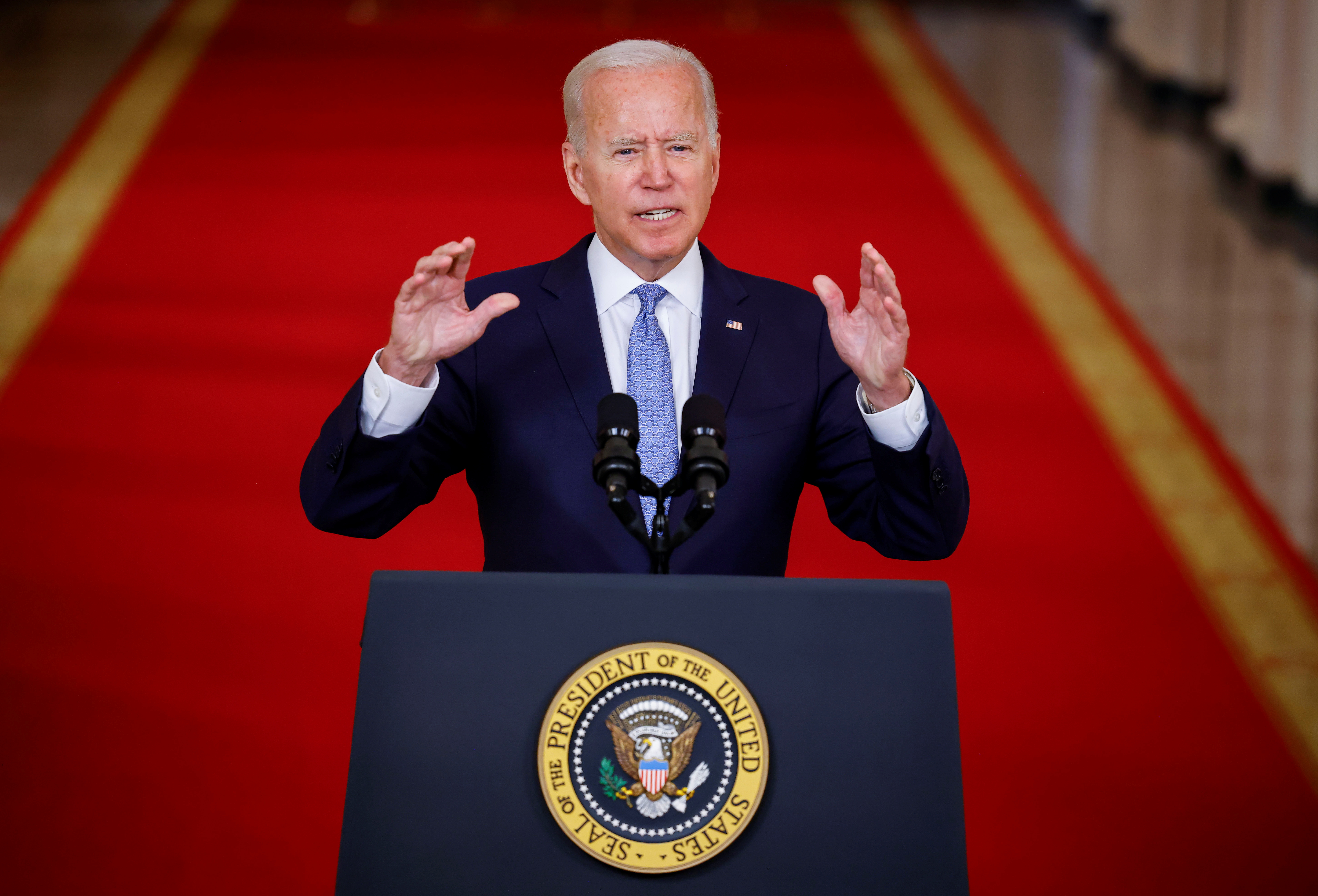 U.S. President Biden speaks about Afghanistan at the White House in Washington