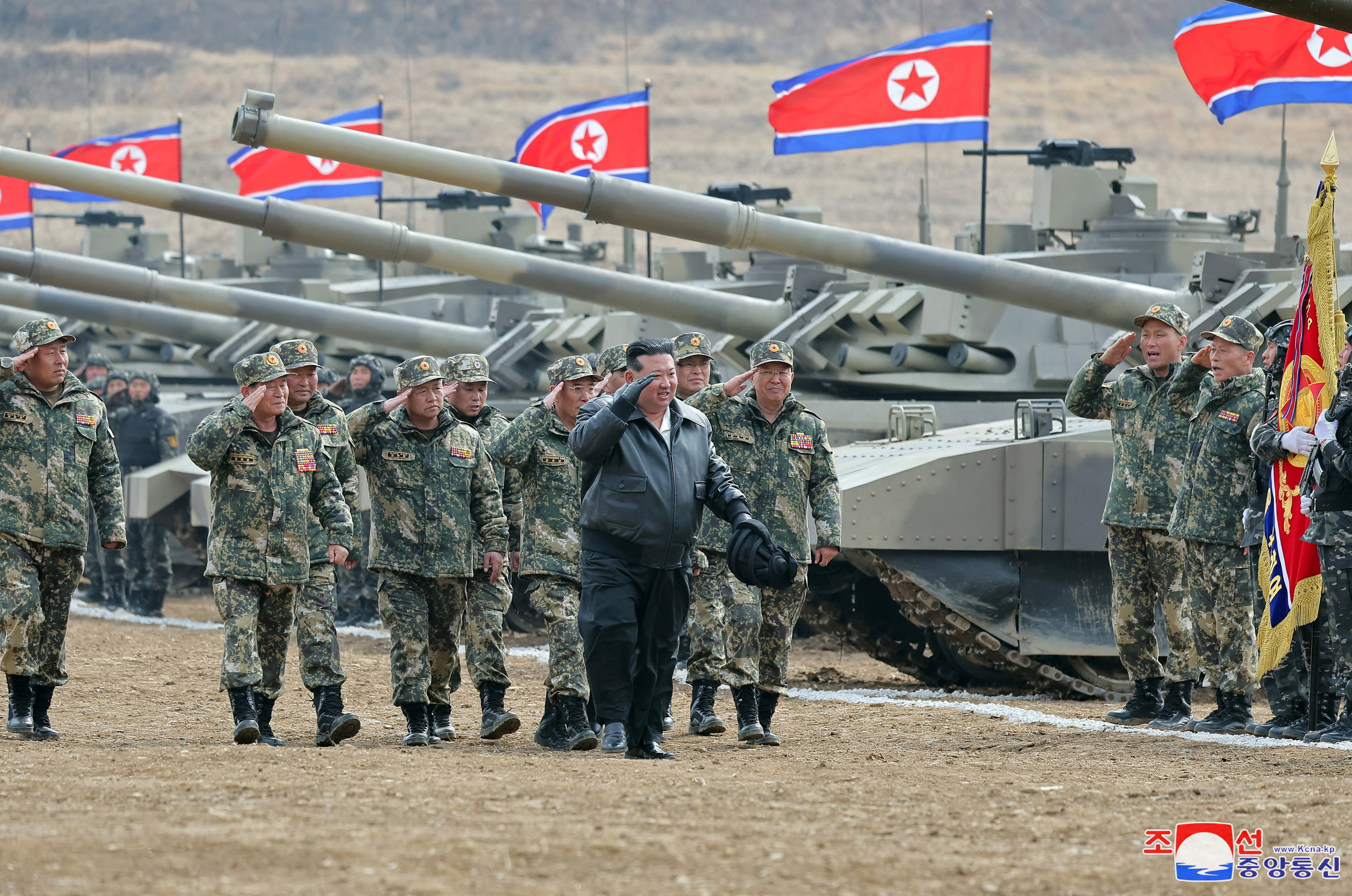 North Korea's Kim test drives new tank