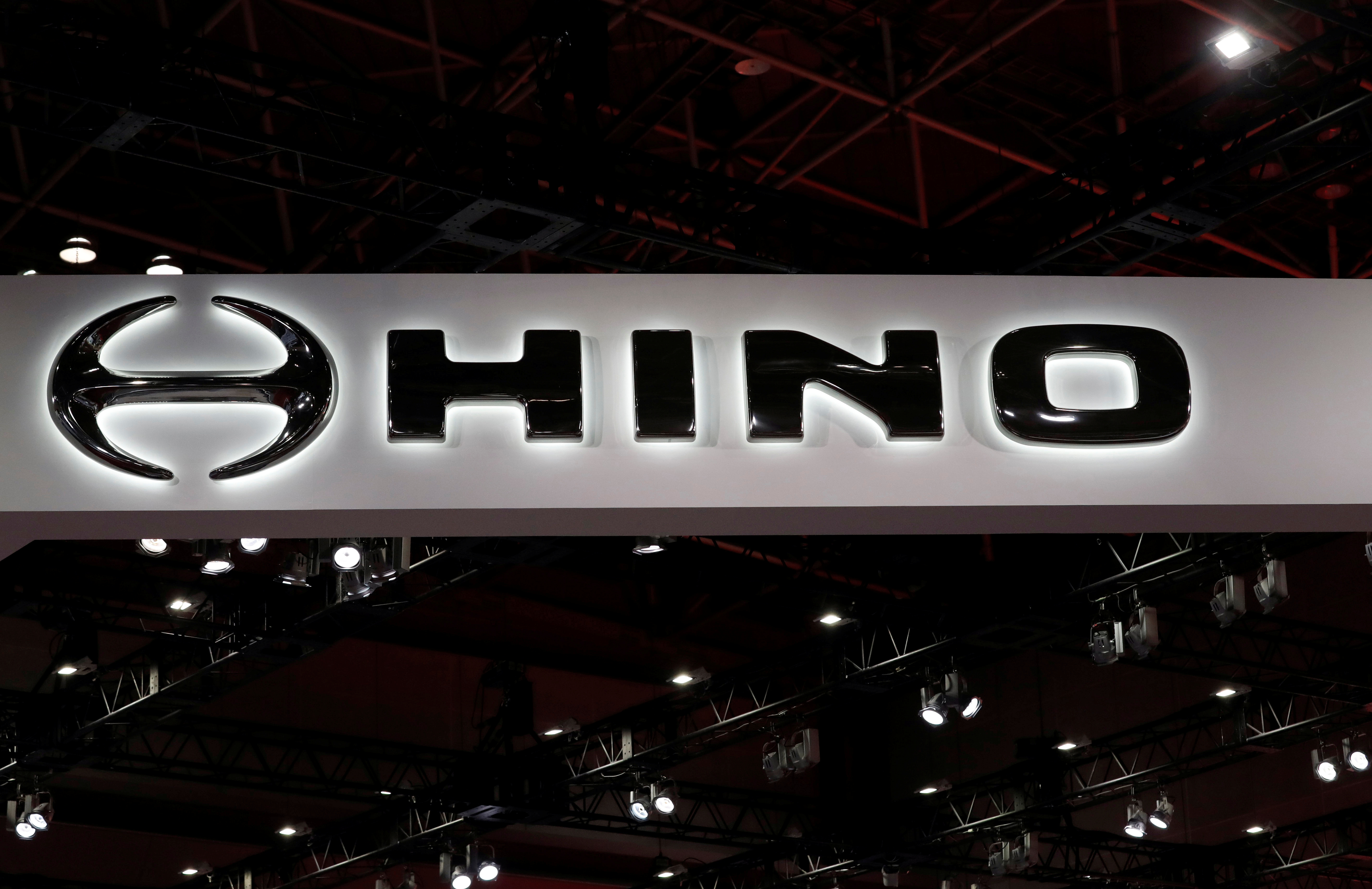 Hino Motors' logo is pictured at the 45th Tokyo Motor Show in Tokyo
