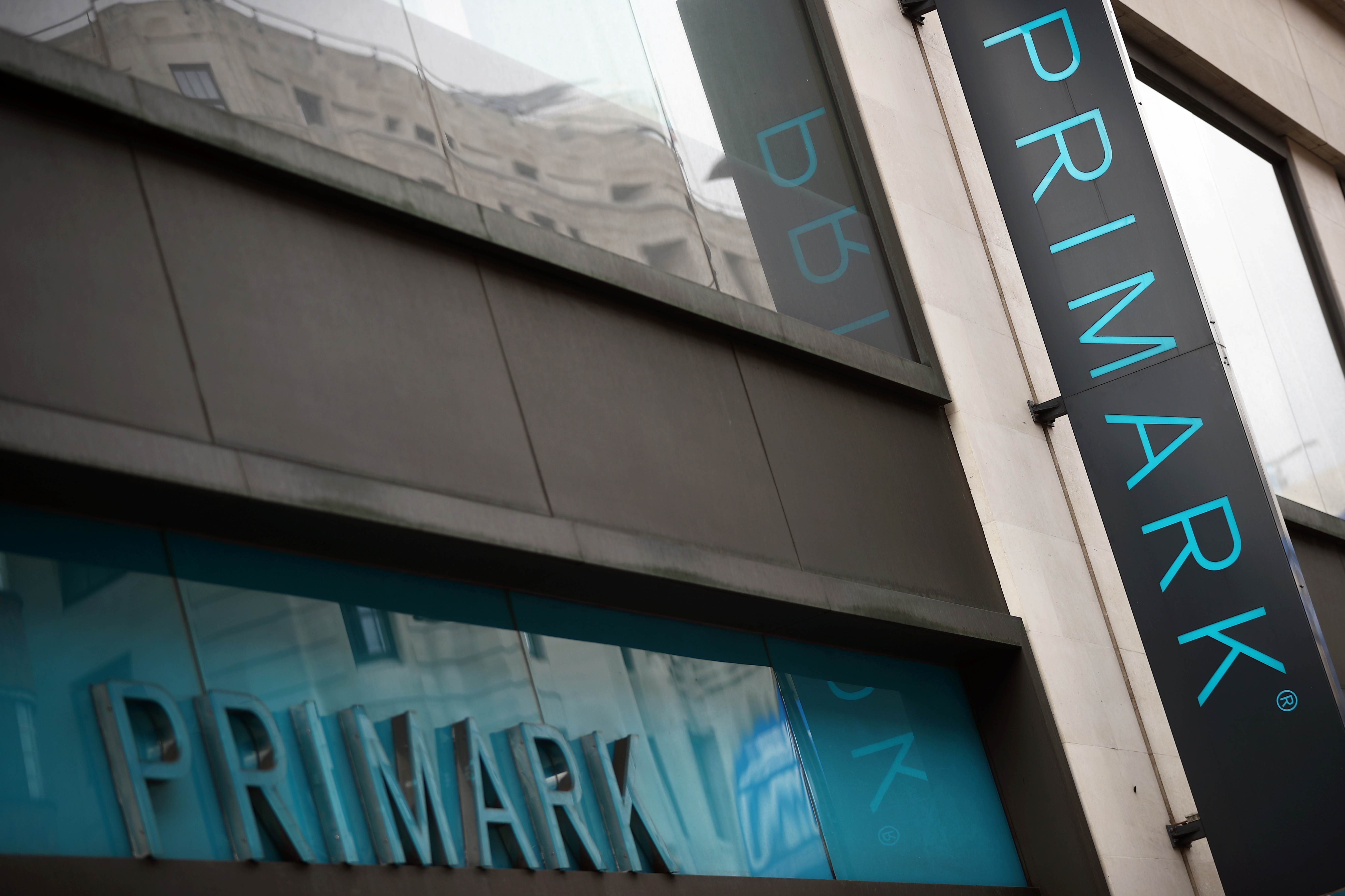Signage is displayed outside a Primark store at the Oxford Street, in London