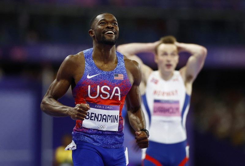 AthleticsAmerican Benjamin wins men's 400 metres hurdles gold Reuters