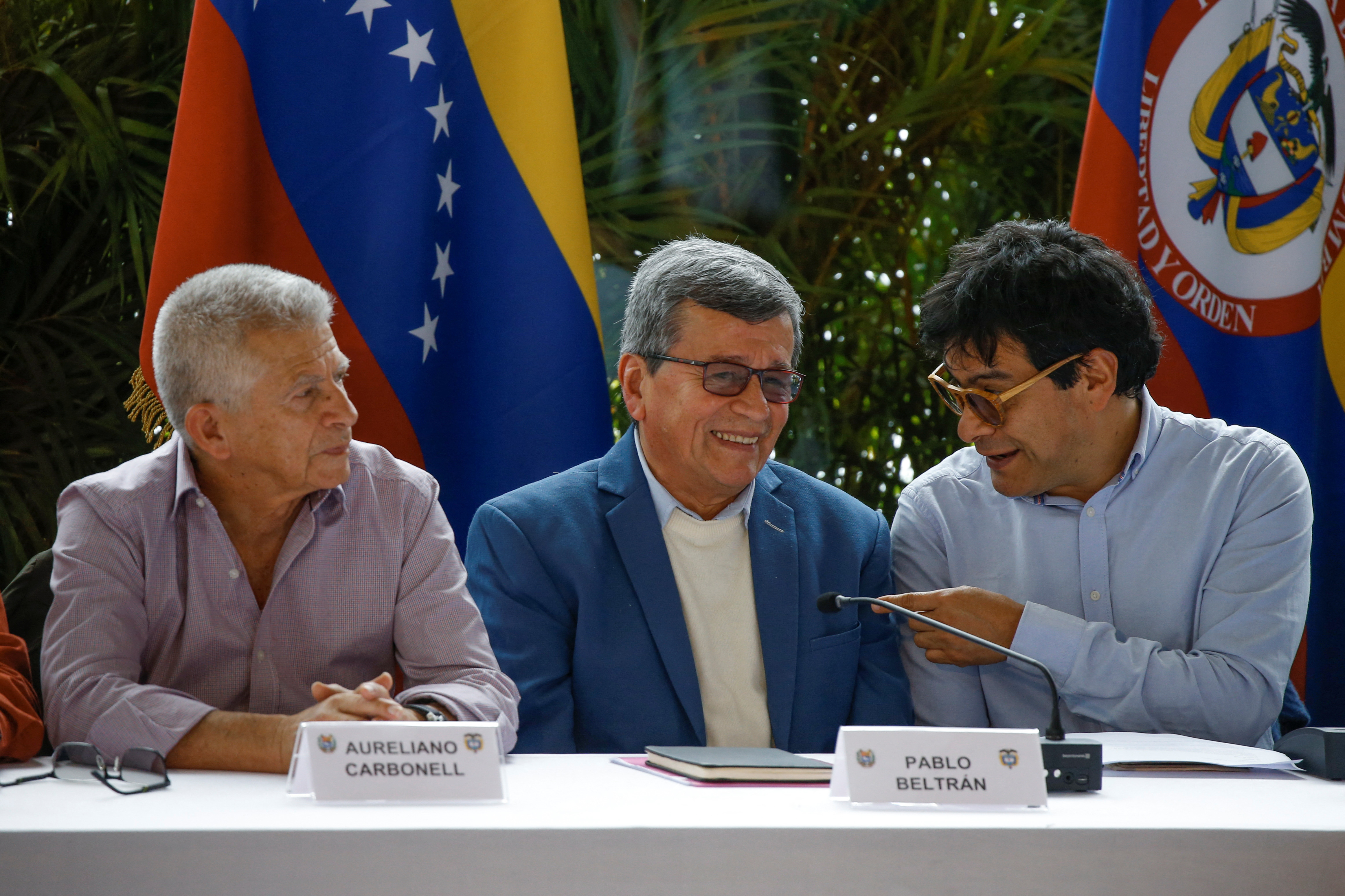 Colombia's government and a delegation for the National Liberation Army (ELN) hold talks in Caracas