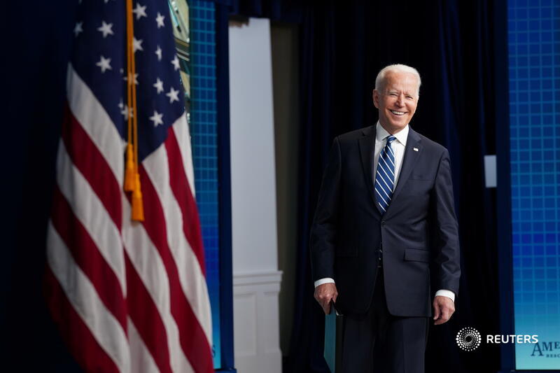 U.S. President Joe Biden in the Eisenhower Executive Office Building's South Court Auditorium at the White House in Washington, U.S., July 2, 2021. REUTERS/Kevin Lamarque