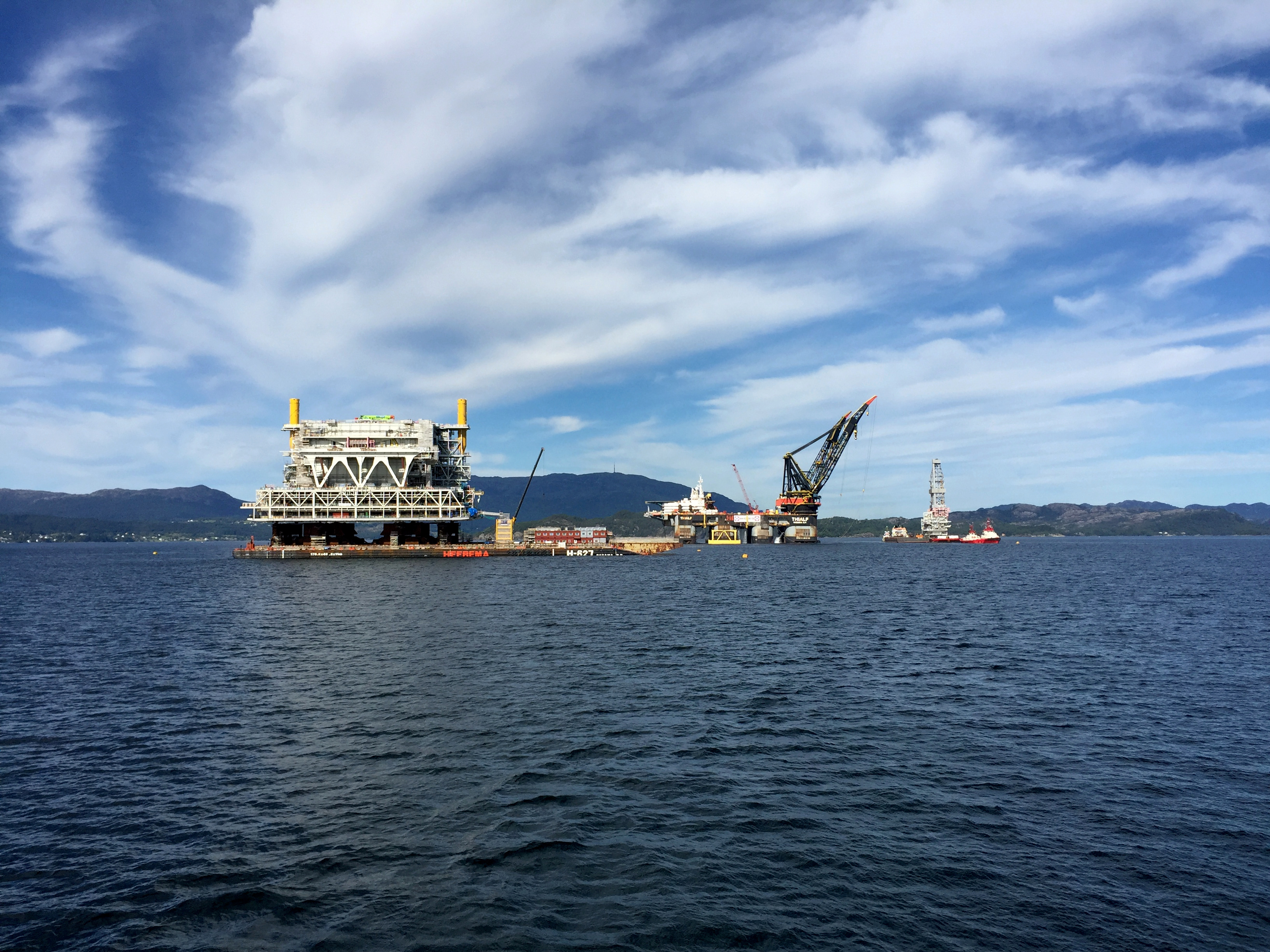 A general view of the drilling platform at Johan Sverdrup field near Stord