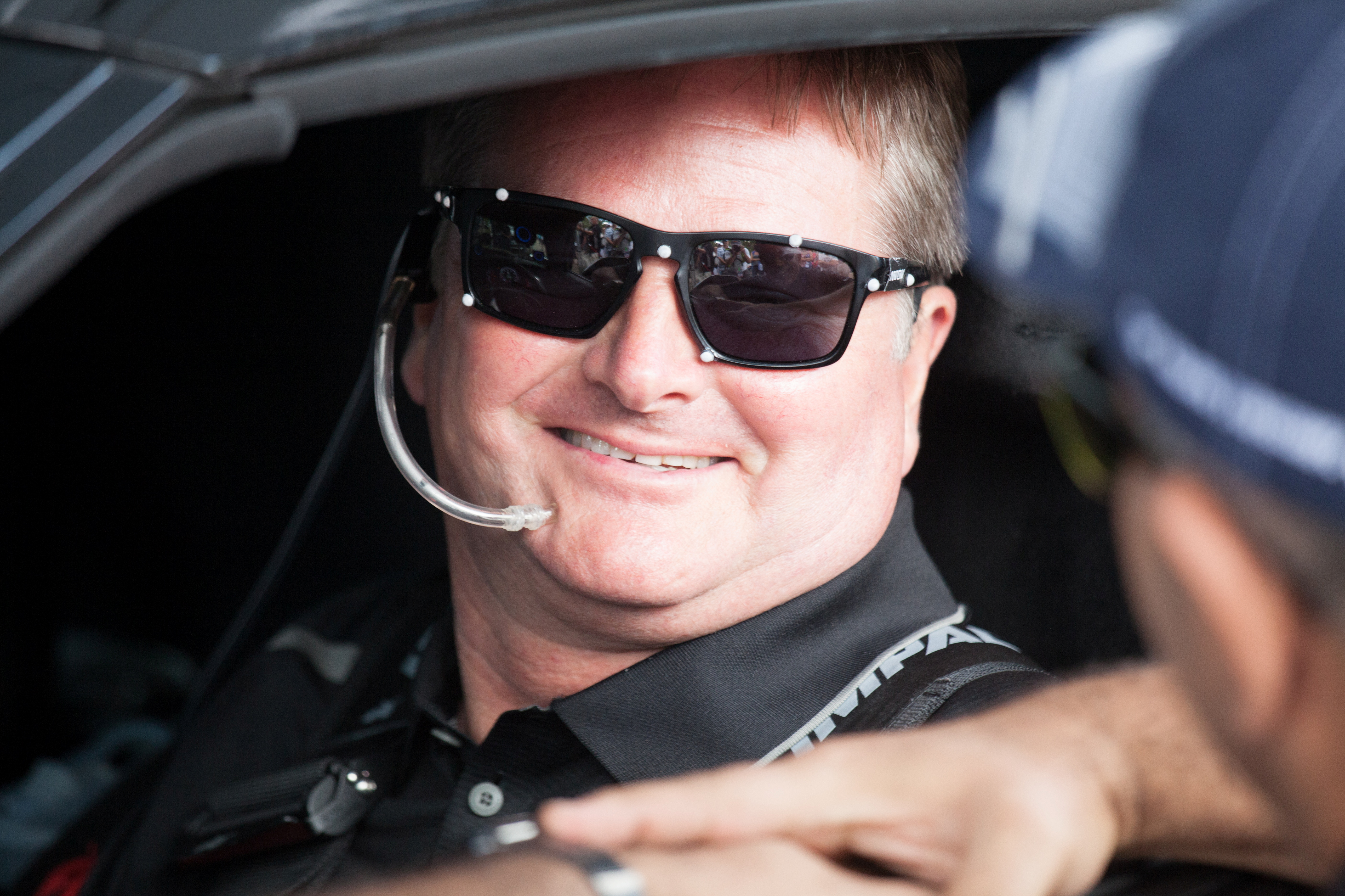 A handout image of Quadriplegic former IndyCar driver Sam Schmidt inside his customised Chevrolet Corvette