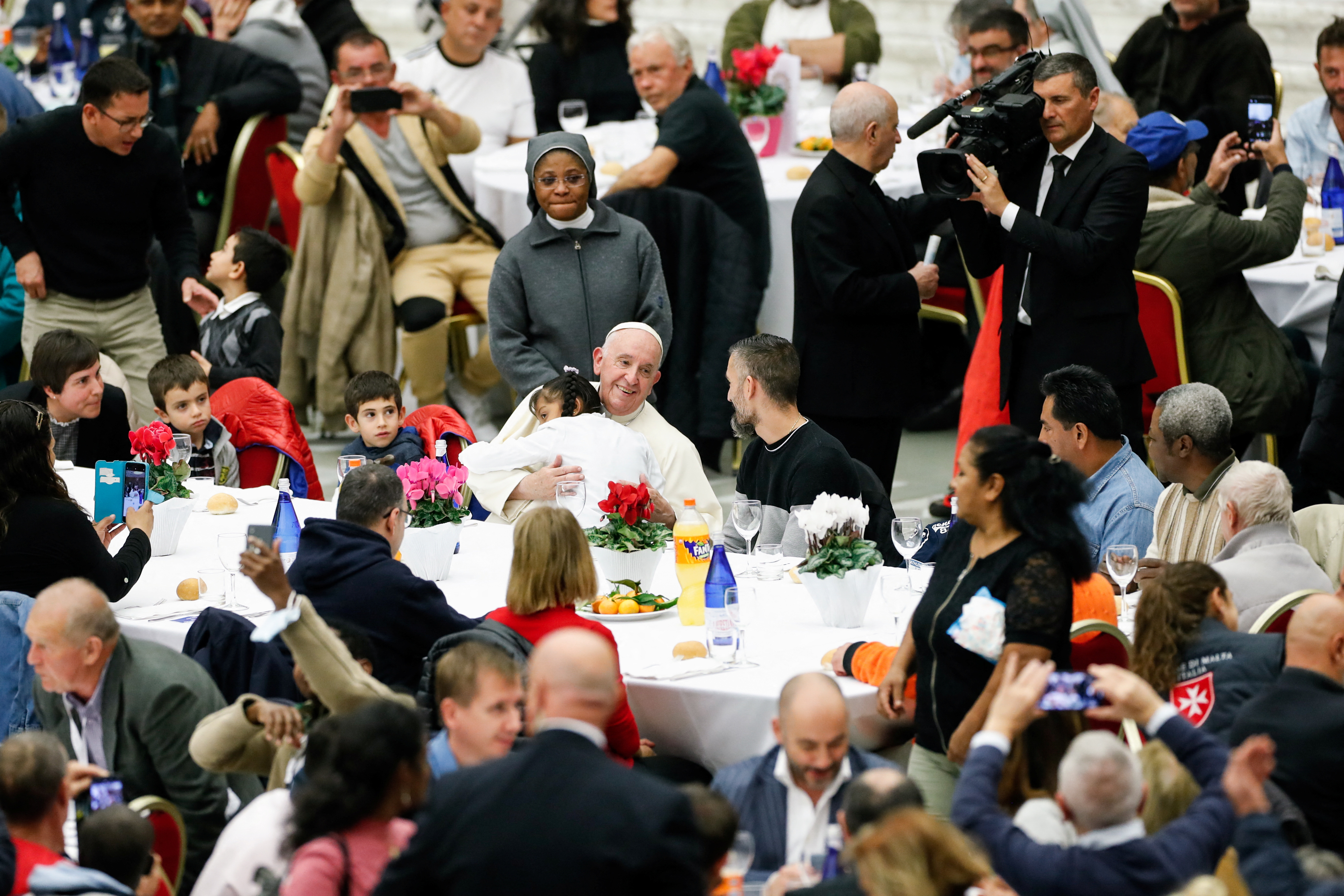 Pope Francis participates in a lunch on World Day of Poor, at the Vatican
