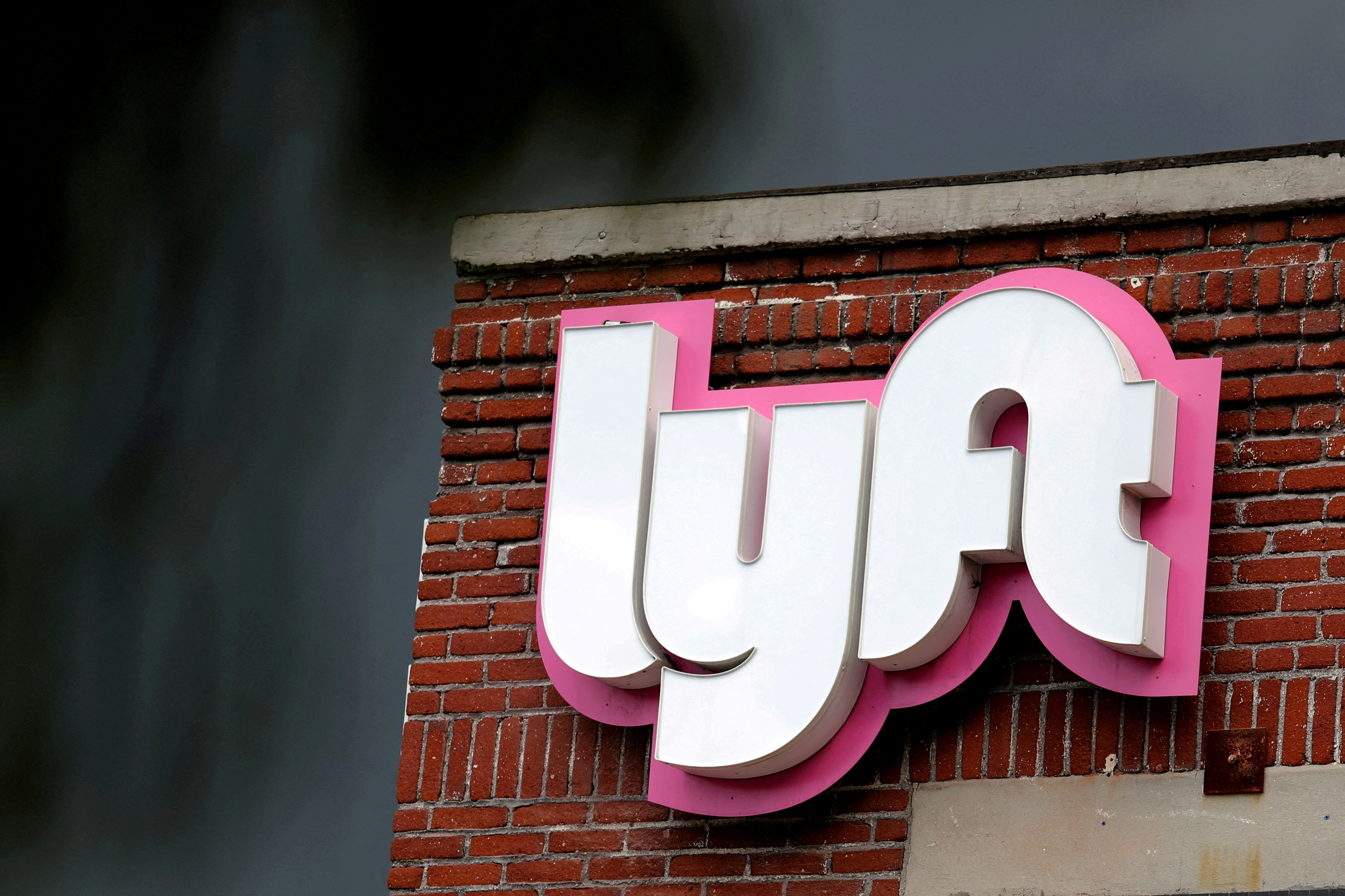 FILE PHOTO: The Lyft logo is seen in Los Angeles
