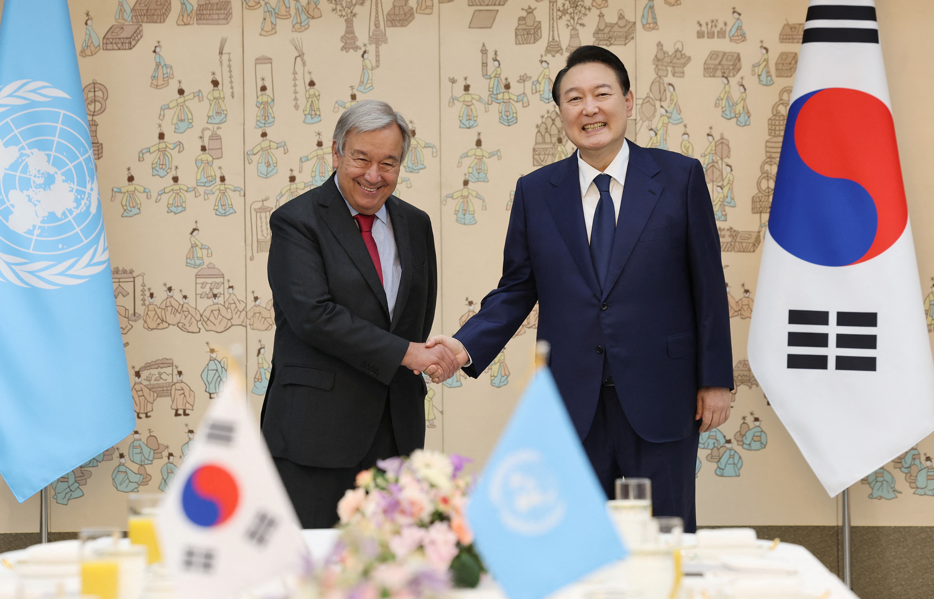 United Nations Secretary-General Antonio Guterres meets with  South Korean President Yoon Suk-yeol in Seoul