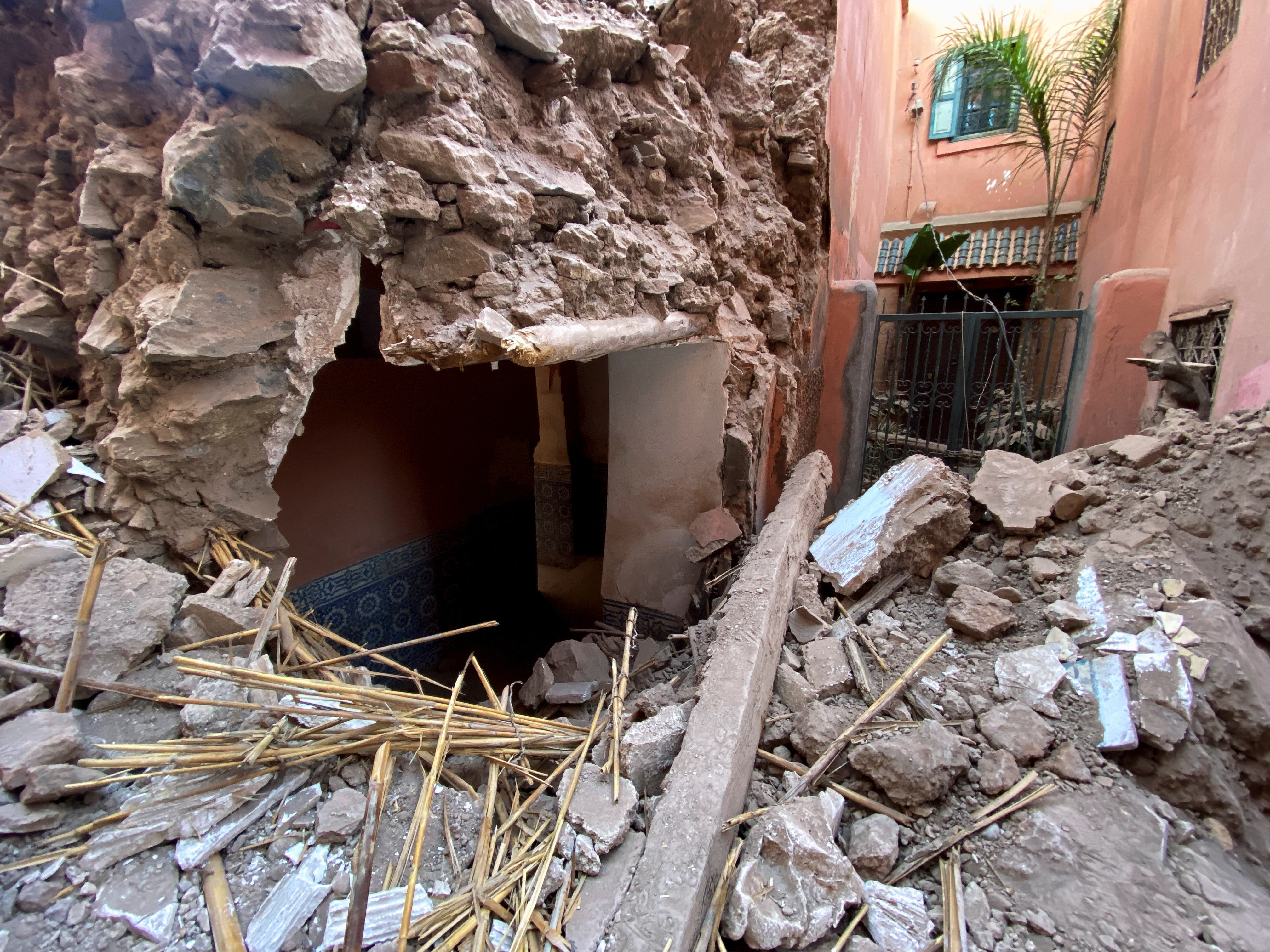 Damage in the historic city of Marrakech, following a powerful earthquake