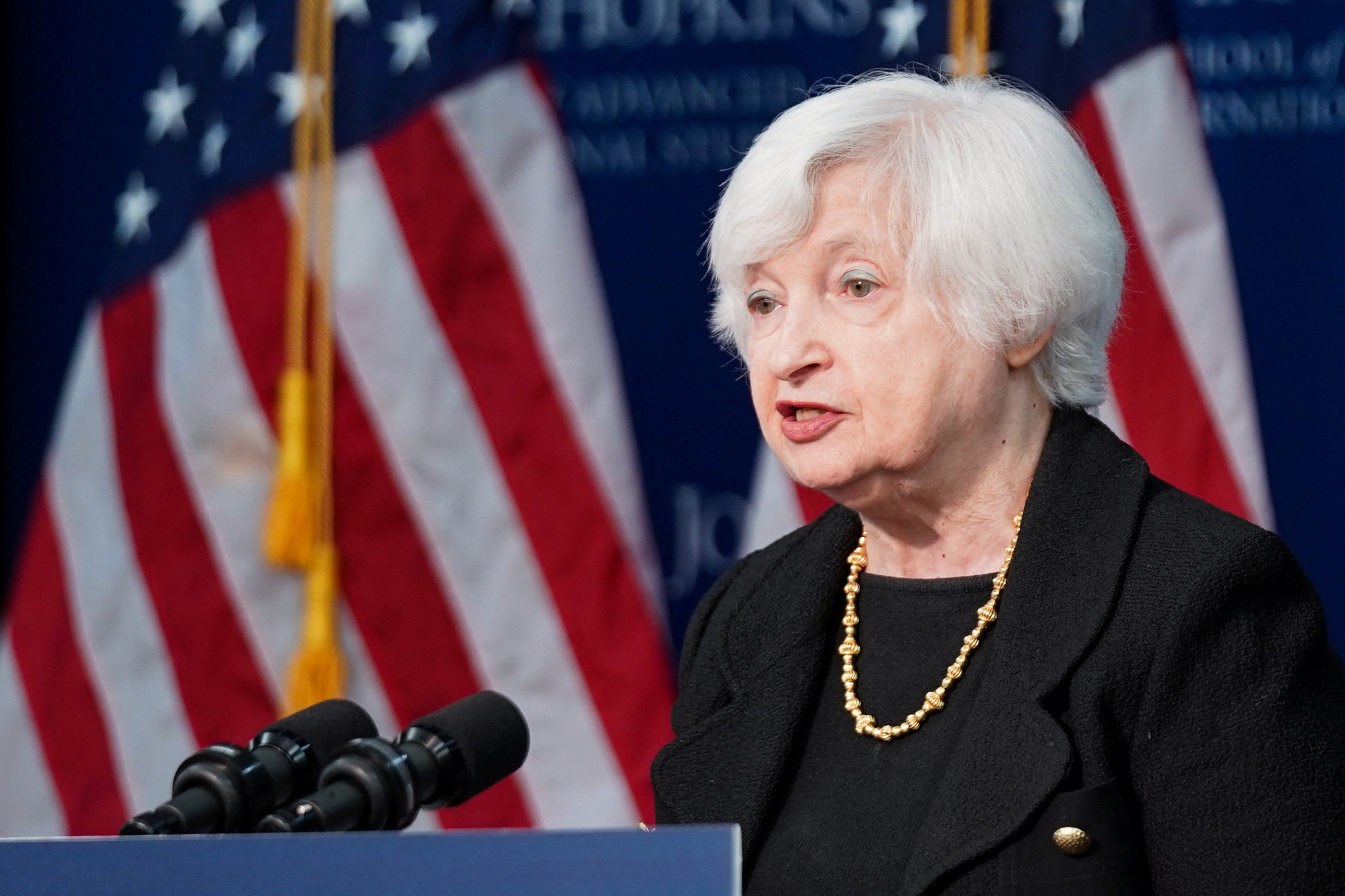 La secretaria del Tesoro, Janet Yellen, habla sobre China en Johns Hopkins en Washington