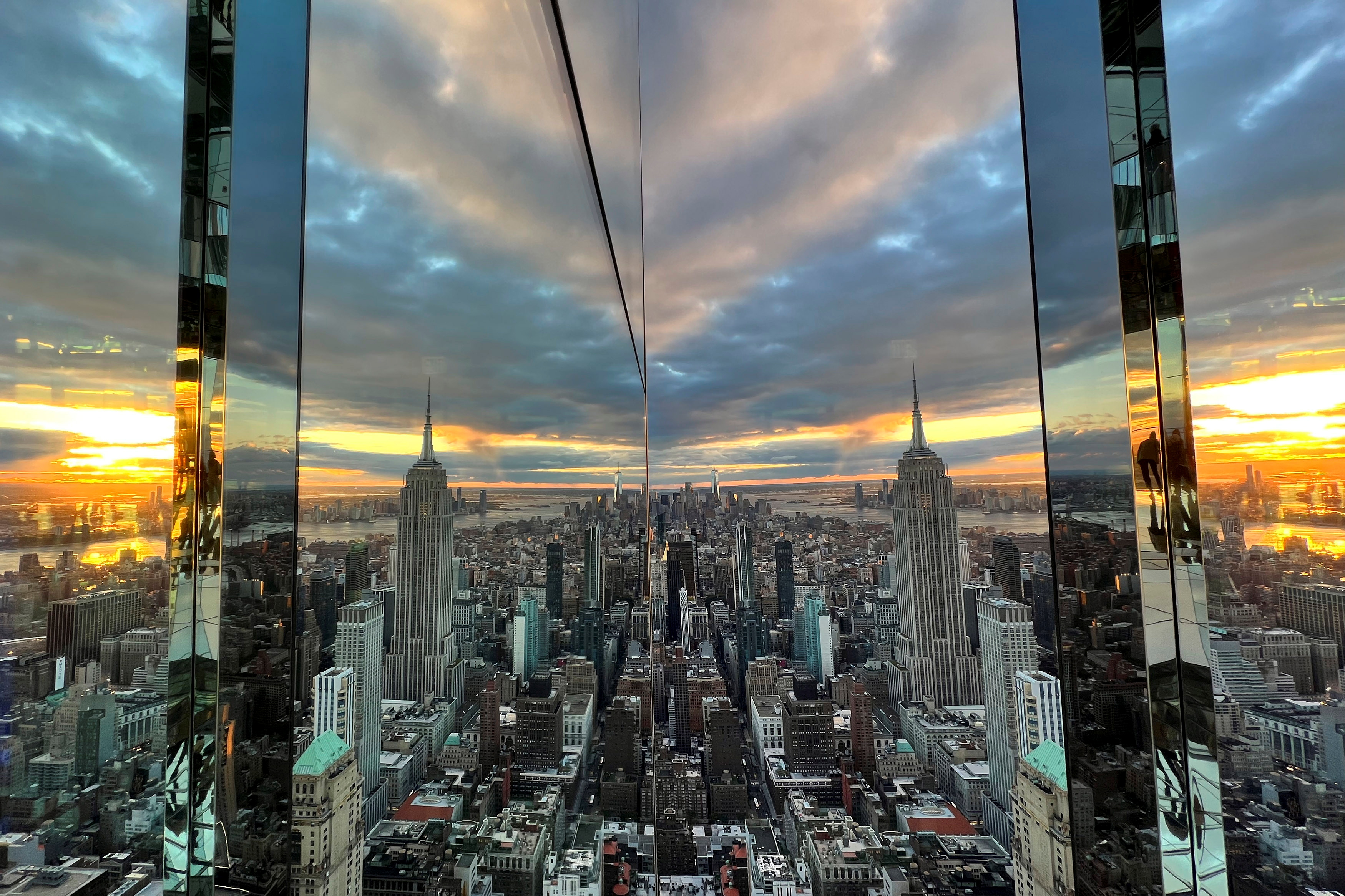 The Empire State Building and New York’s skyline are seen during the preview of SUMMIT One Vanderbilt observation deck in Midtown Manhattan, in New York City