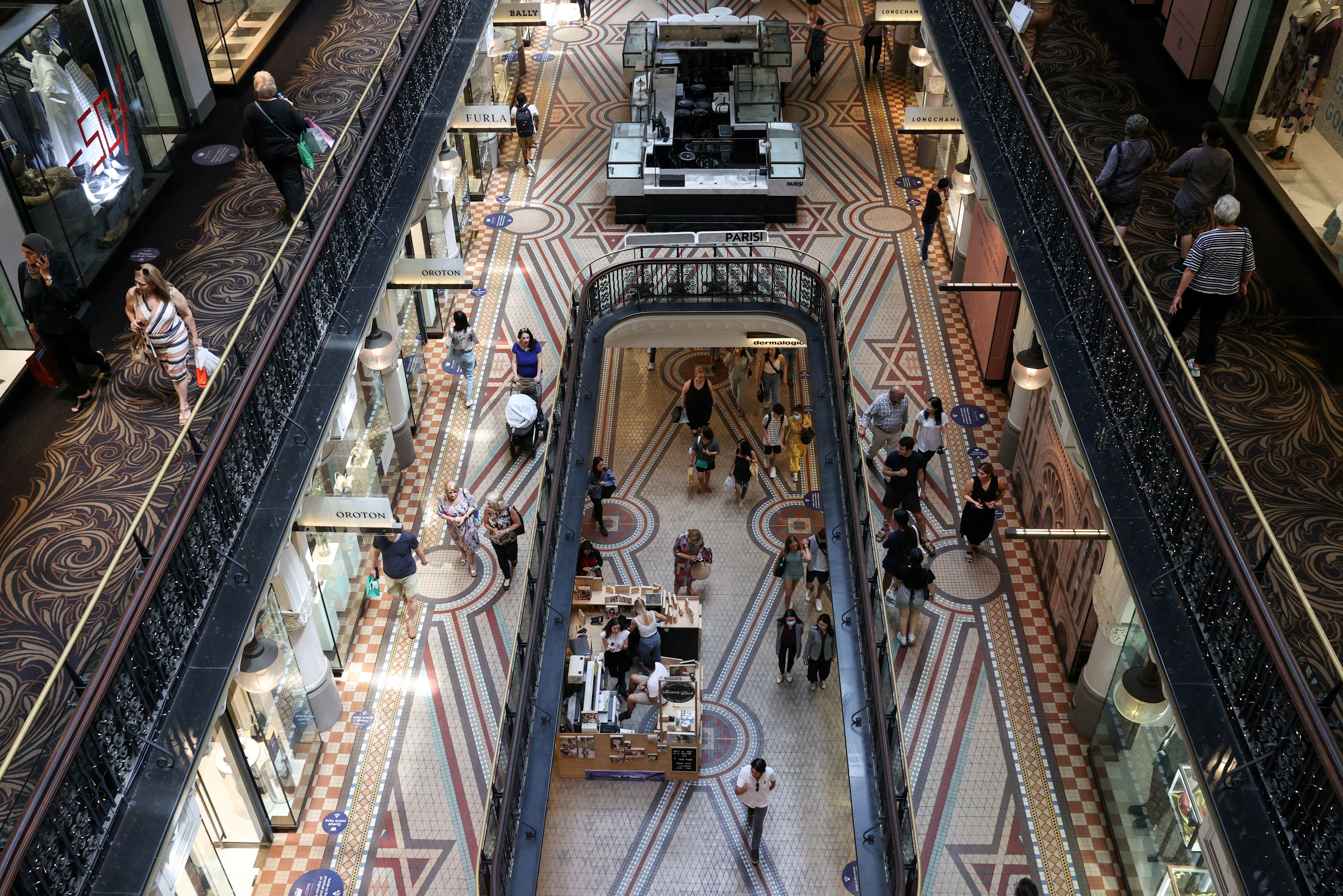Shoppers are seen in a mall in the city centre of Sydney
