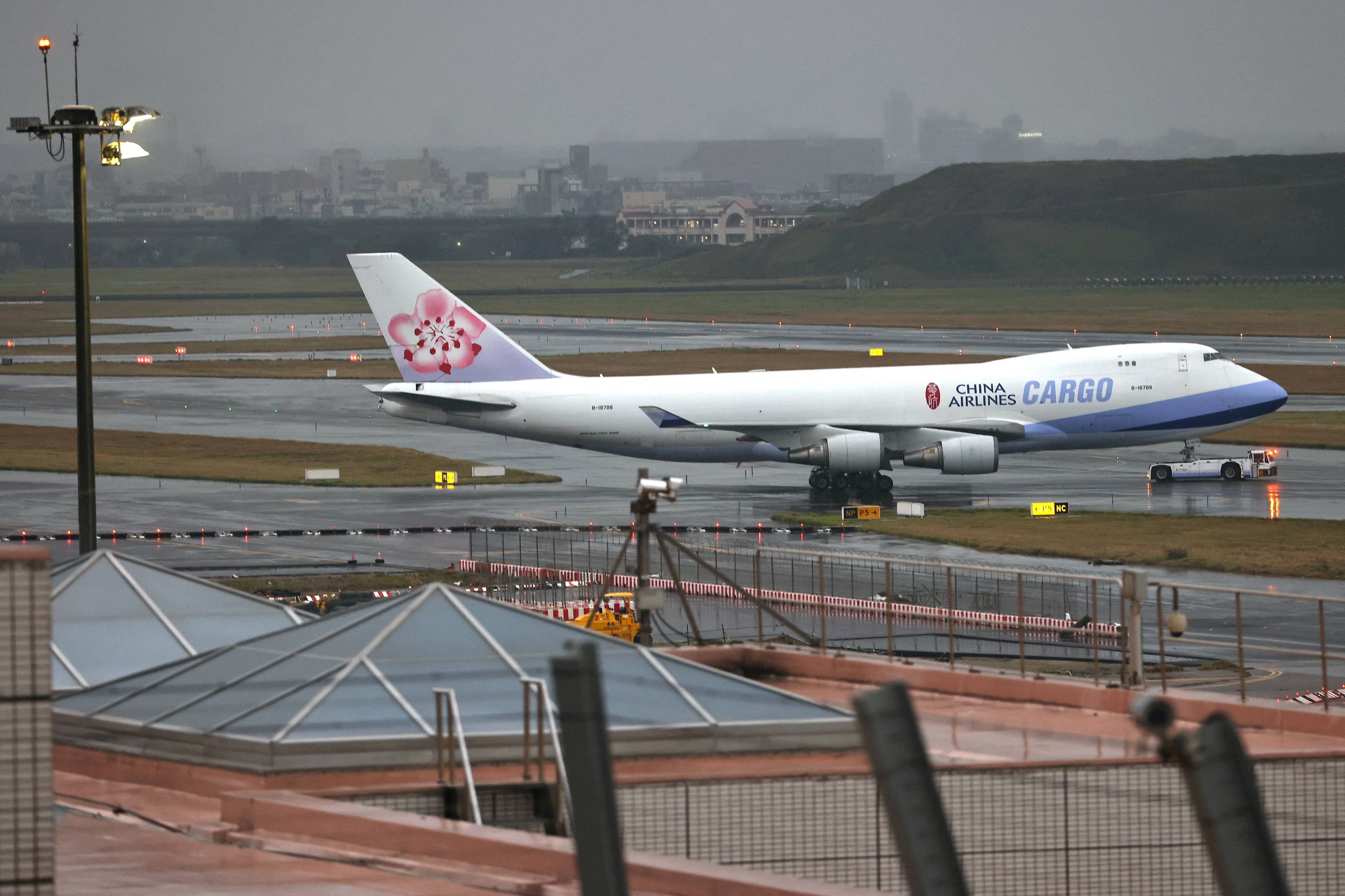 China Airlines Cargo plane taxis at the Taiwan Taoyuan International Airport in Taoyuan