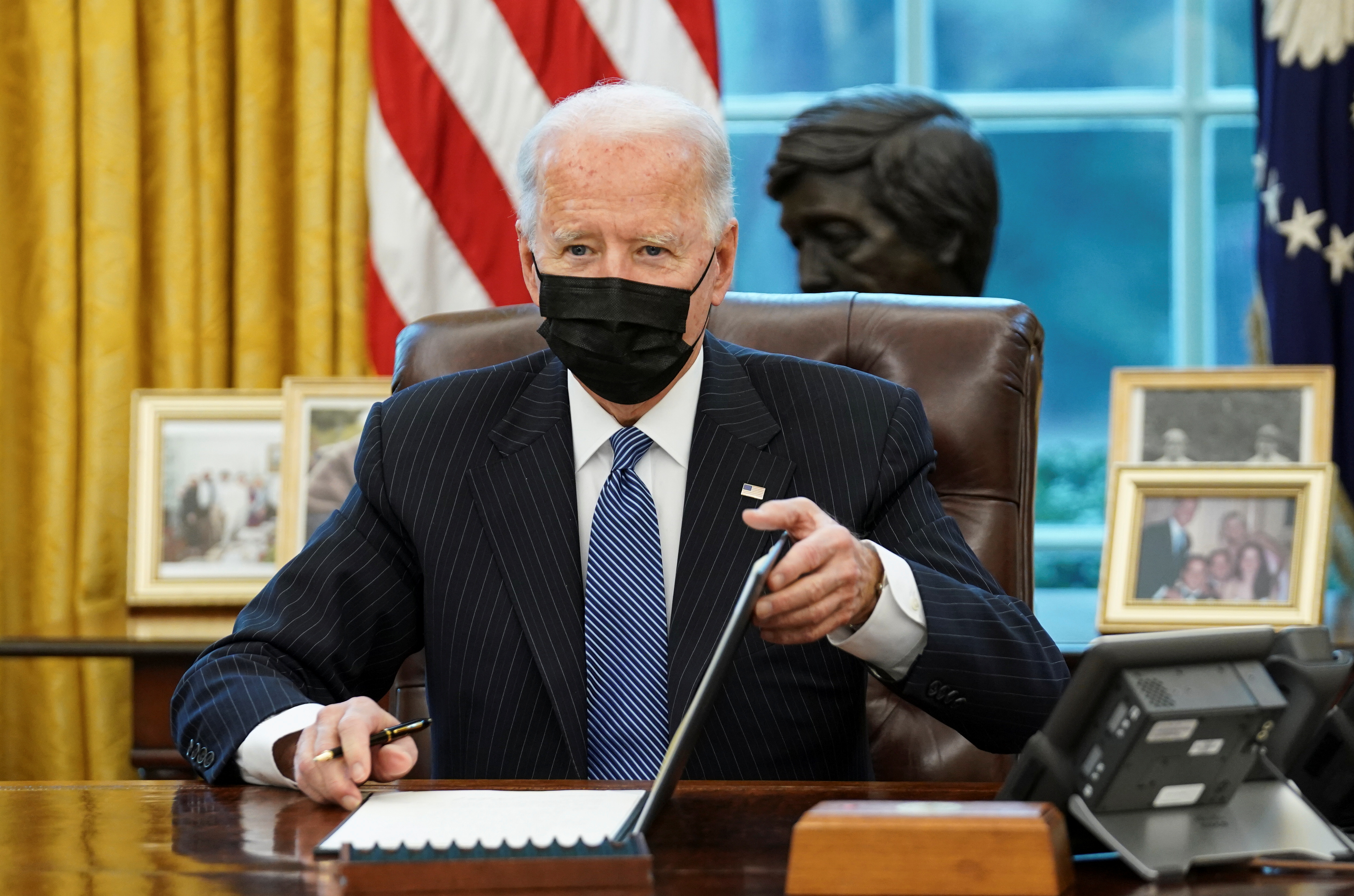 U.S. President Biden meets with new U.S. Defense Secretary Lloyd Austin at the White House in Washington