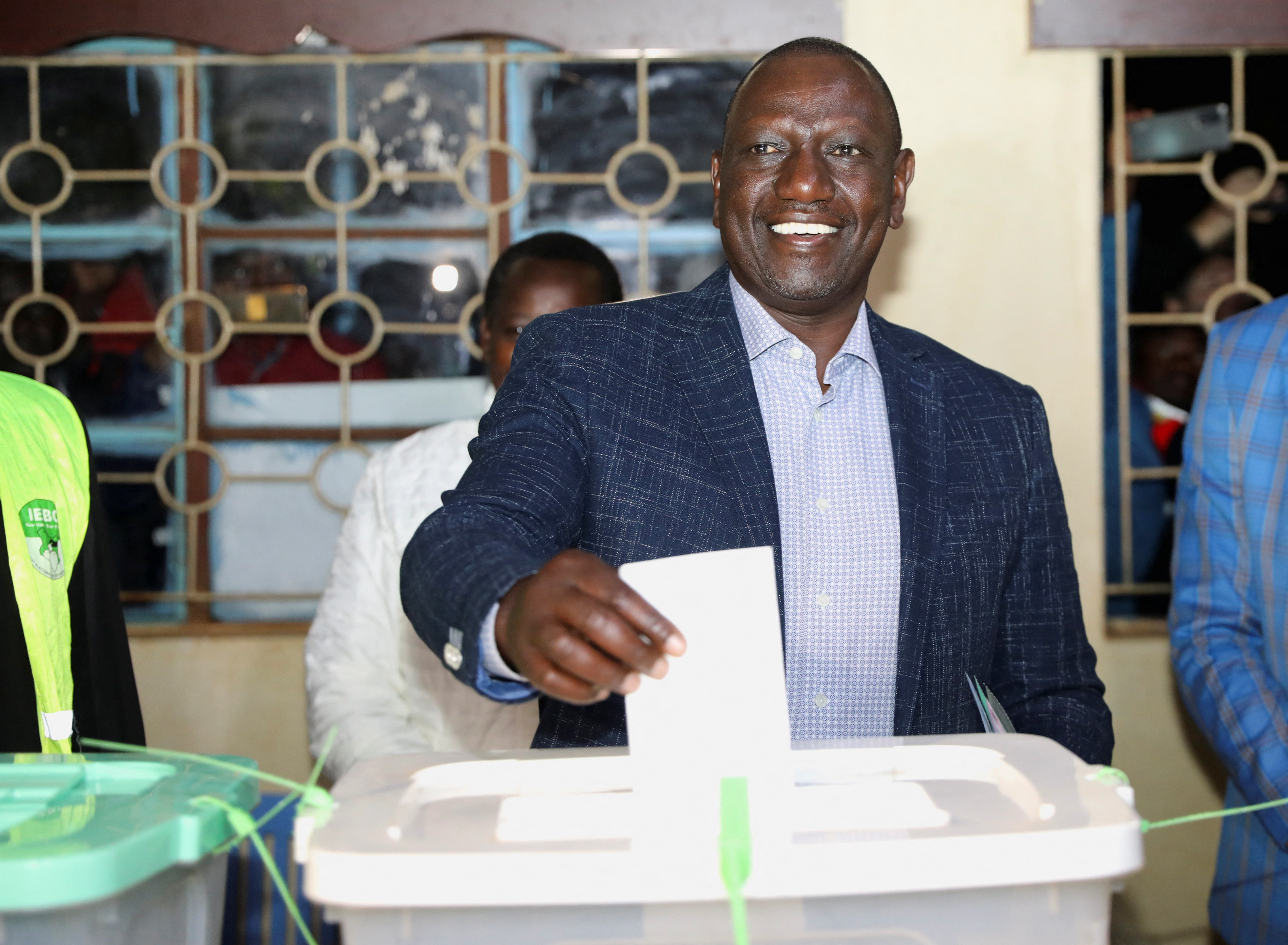 Kenya's presidential candidate William Ruto casts his vote during the general elections, at Kosachei Primary School
