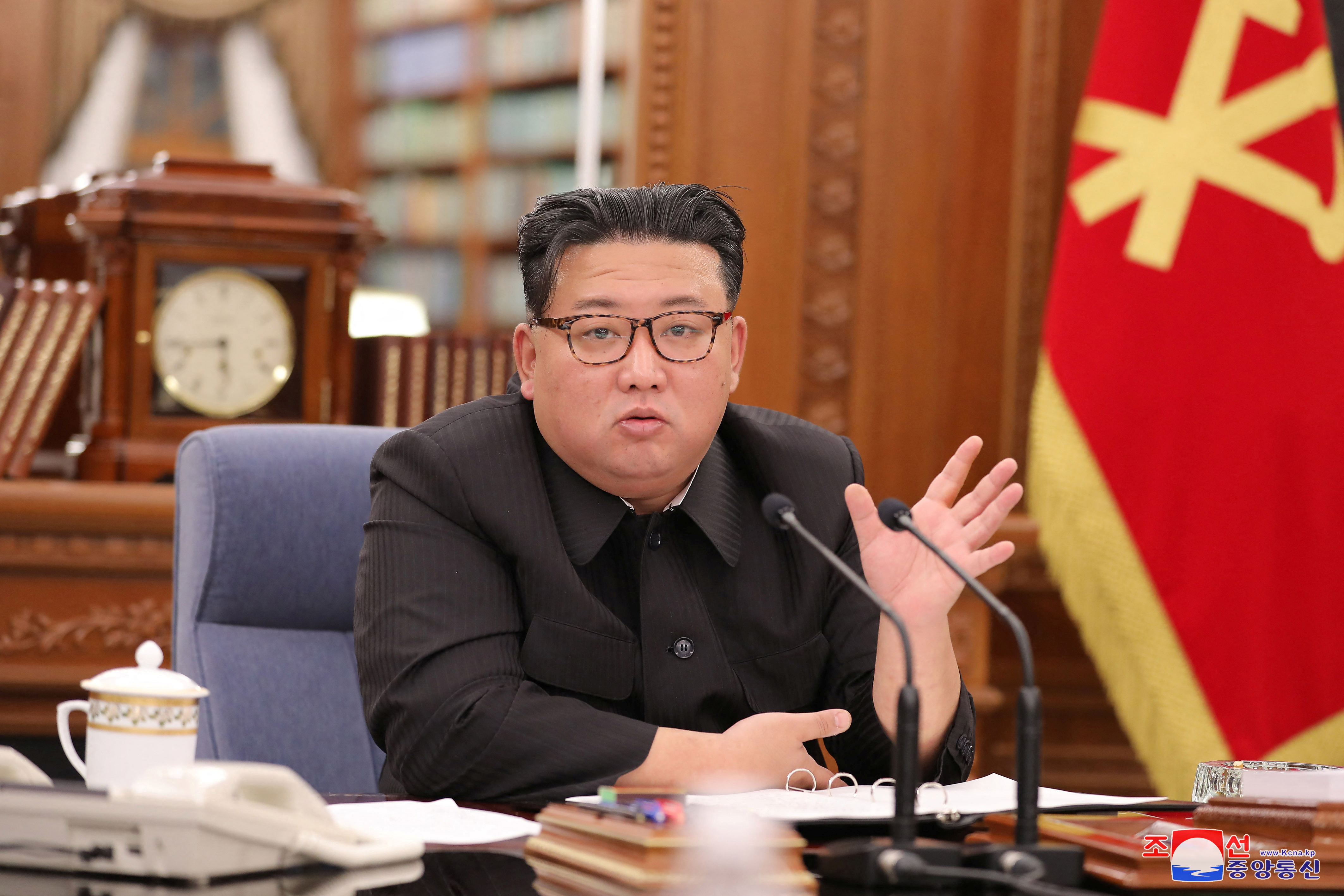 North Korean leader Kim Jong Un presides over the enlarged meeting of the Secretariat of the Central Committee of the Workers' Party of Korea in Pyongyang