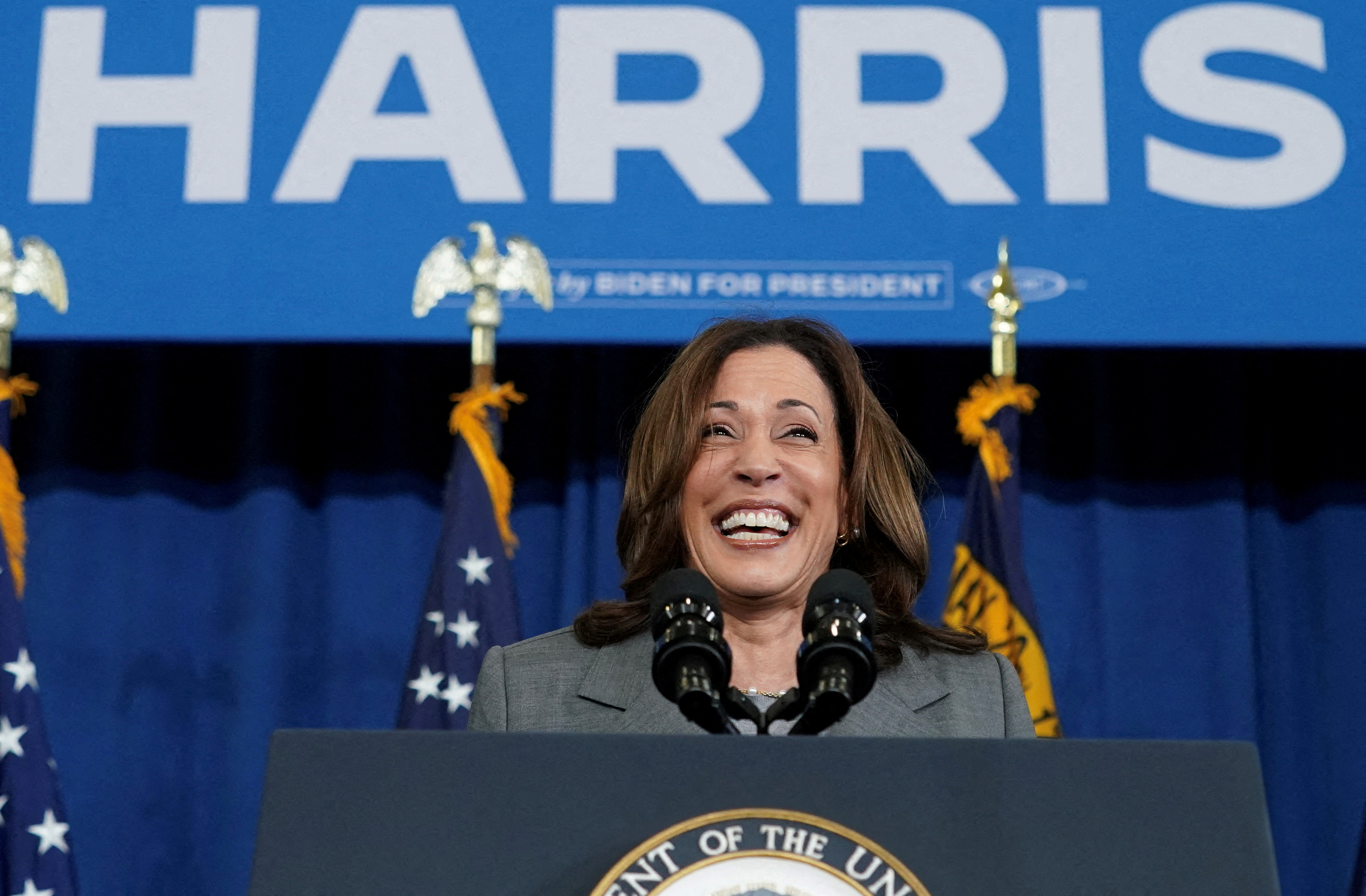 FILE PHOTO: Vice President Harris holds a campaign event in North Carolina