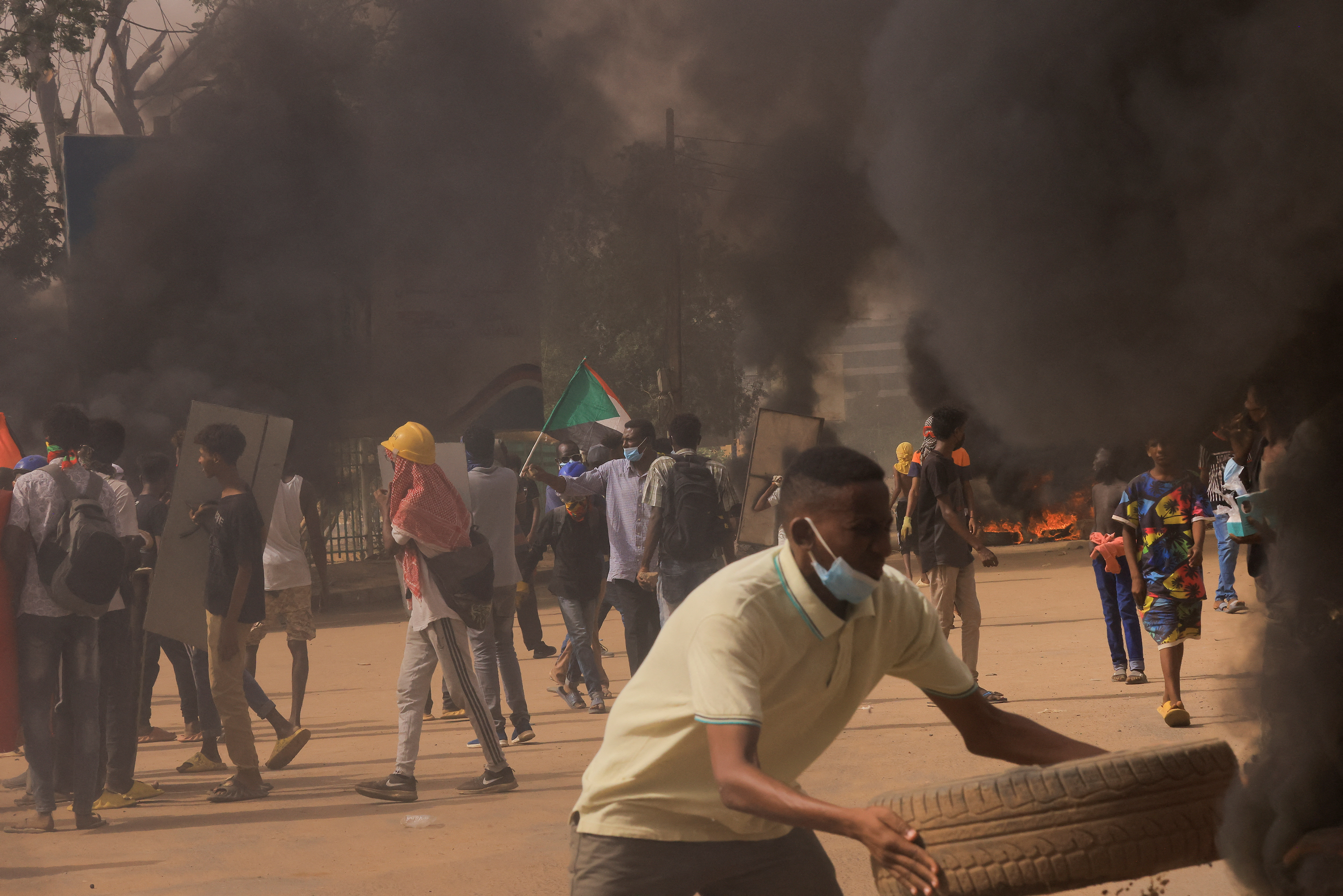 Protesters march during a rally against military rule, in Khartoum