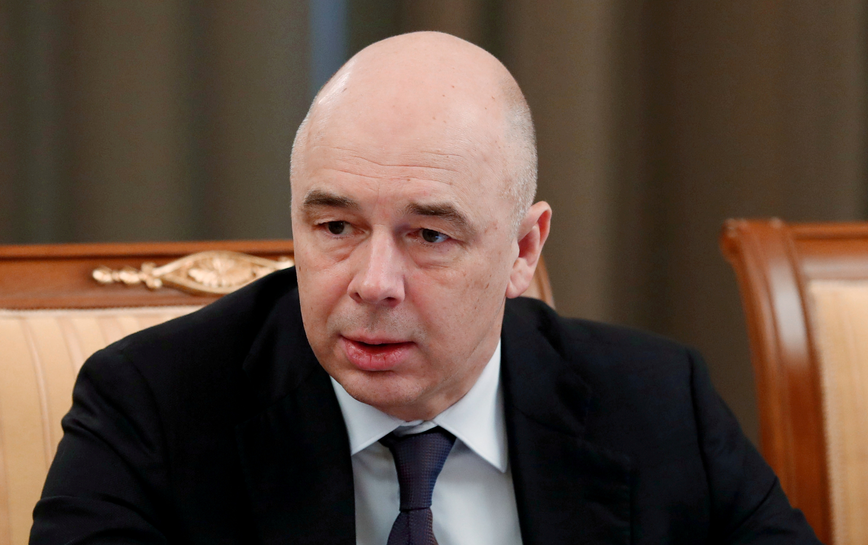 Russian Finance Minister Anton Siluanov attends a meeting with members of the government in Moscow