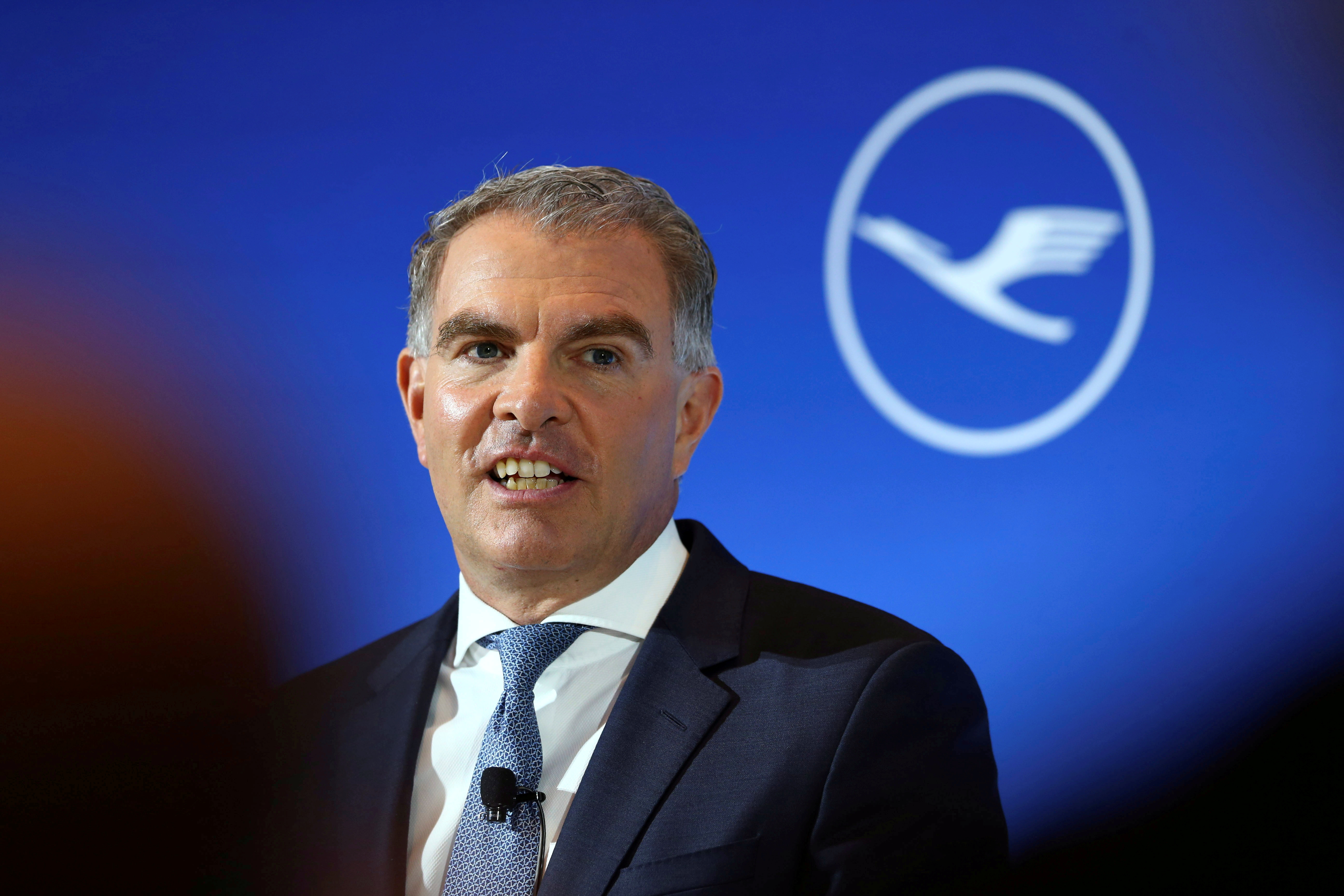 German airline Lufthansa's Chief Executive Officer Spohr attends the company's annual news conference in Frankfurt
