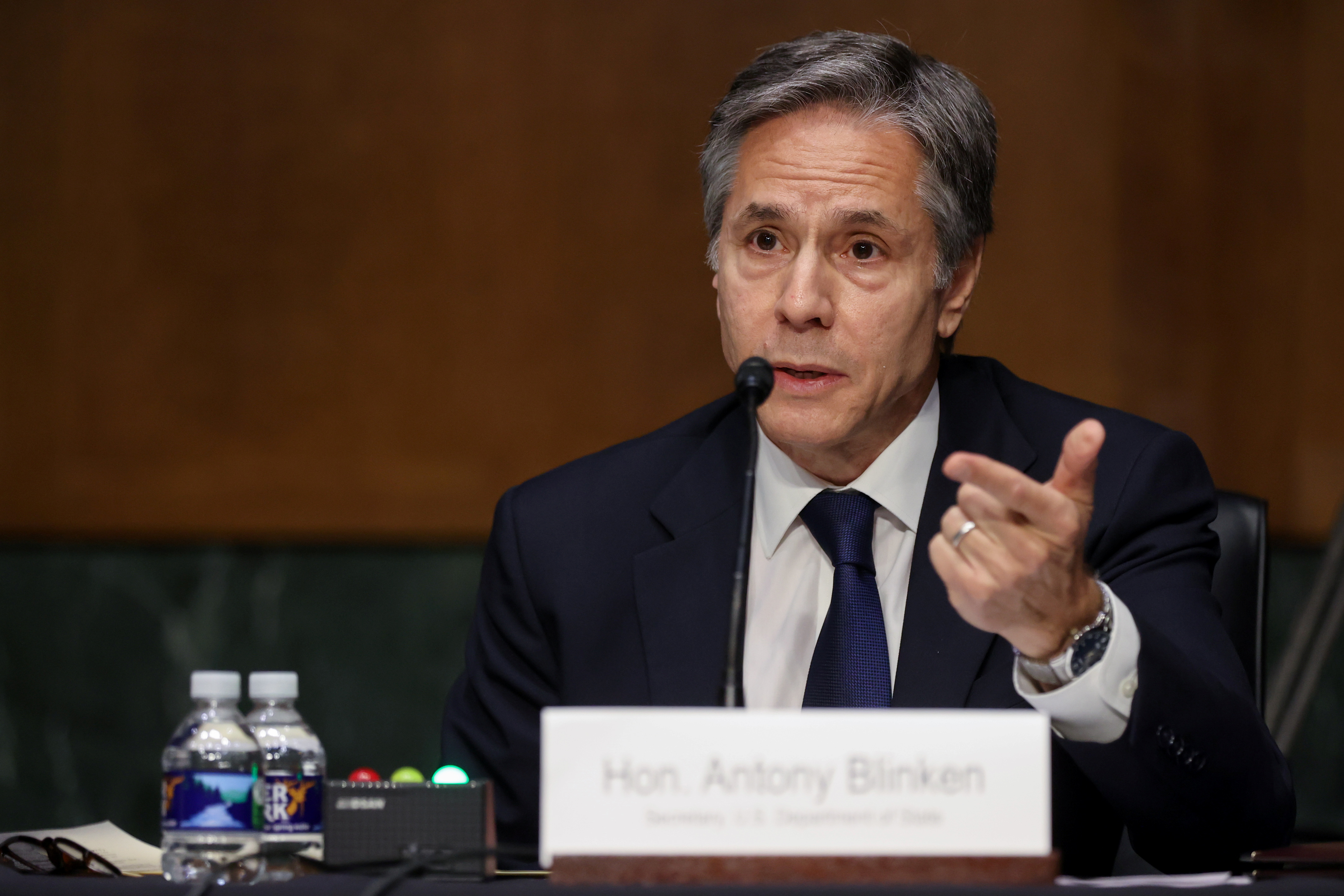U.S. Secretary of State Blinken testifies about the State Department budget before the Senate Appropriations Committee on Capitol Hill in Washington