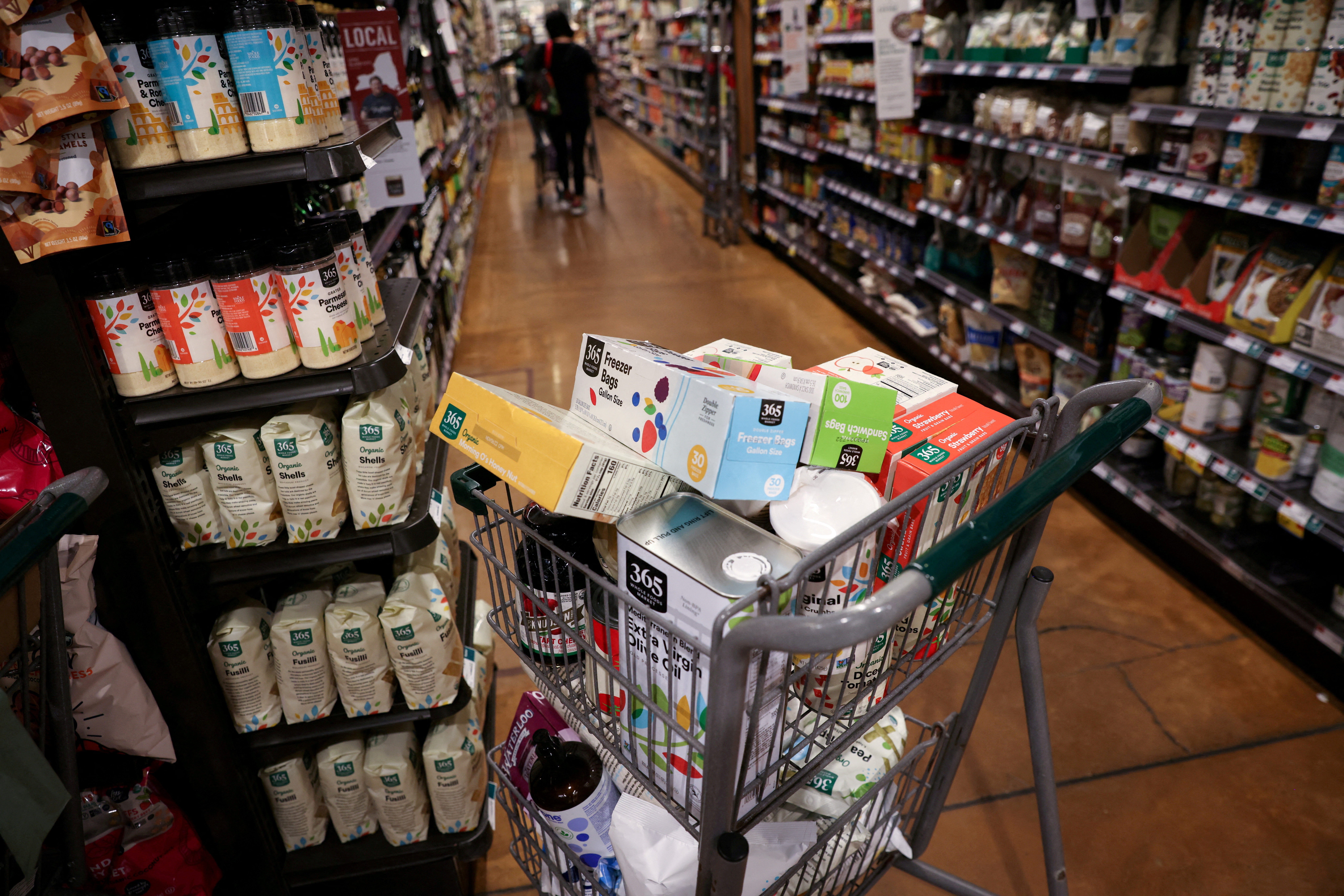A shopping cart at a supermarket in Manhattan, New York City