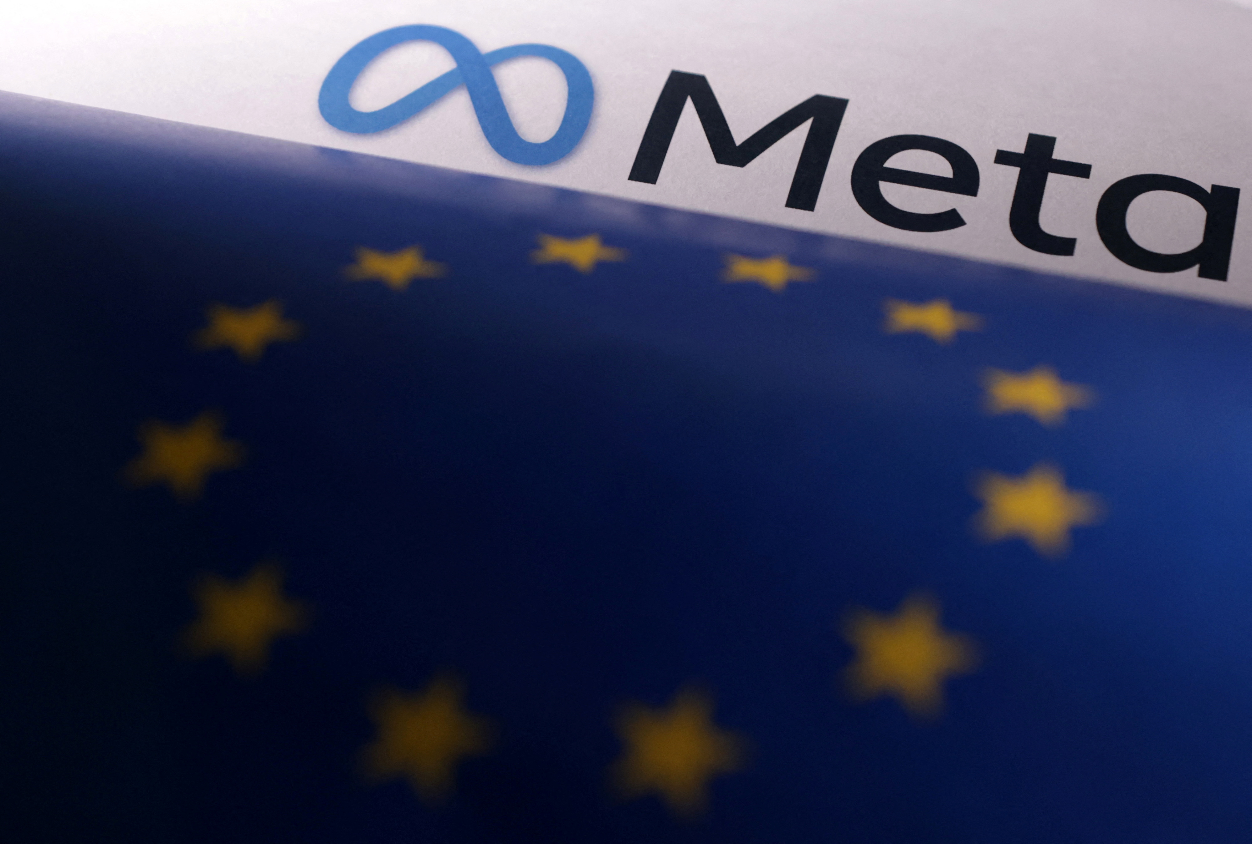 Illustration shows EU flag and Meta logo